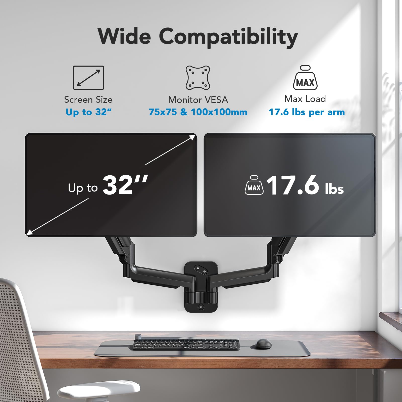 Foto 3 pulgar | Soporte de Pared para Dos Monitores Huanuo 32 Pulgadas 8 kg - Venta Internacional