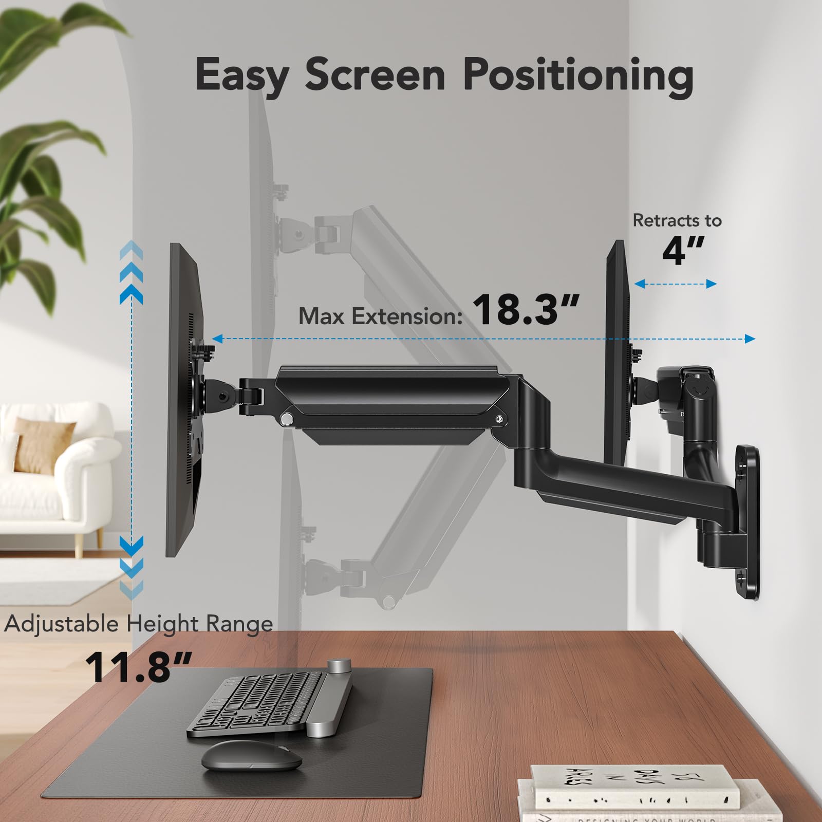Foto 5 pulgar | Soporte de Pared para Dos Monitores Huanuo 32 Pulgadas 8 kg - Venta Internacional