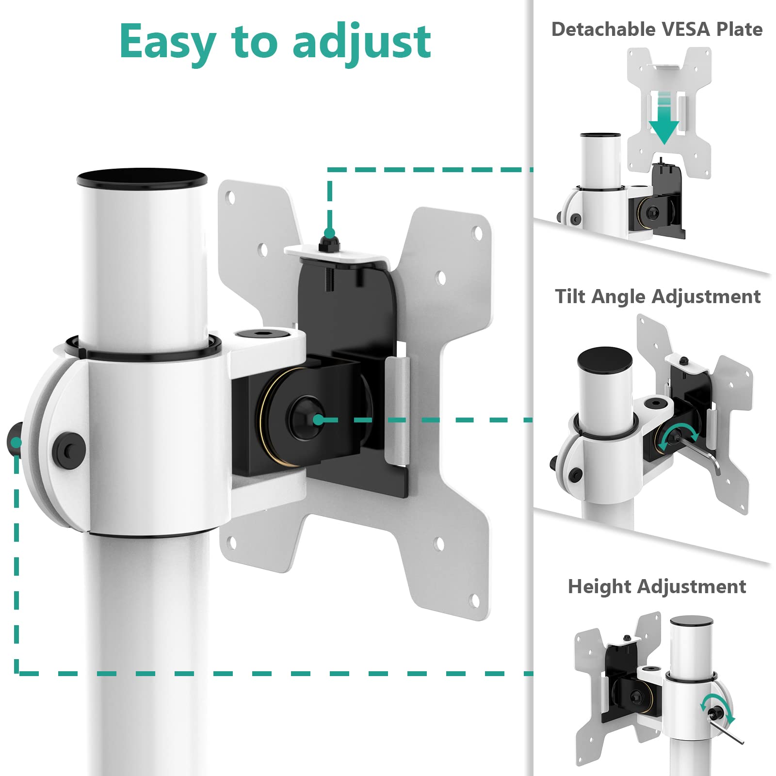 Foto 6 pulgar | Soporte de Monitor Wali M001s-w para 1 Pantalla de Hasta 32 Pulgadas Blanco - Venta Internacional