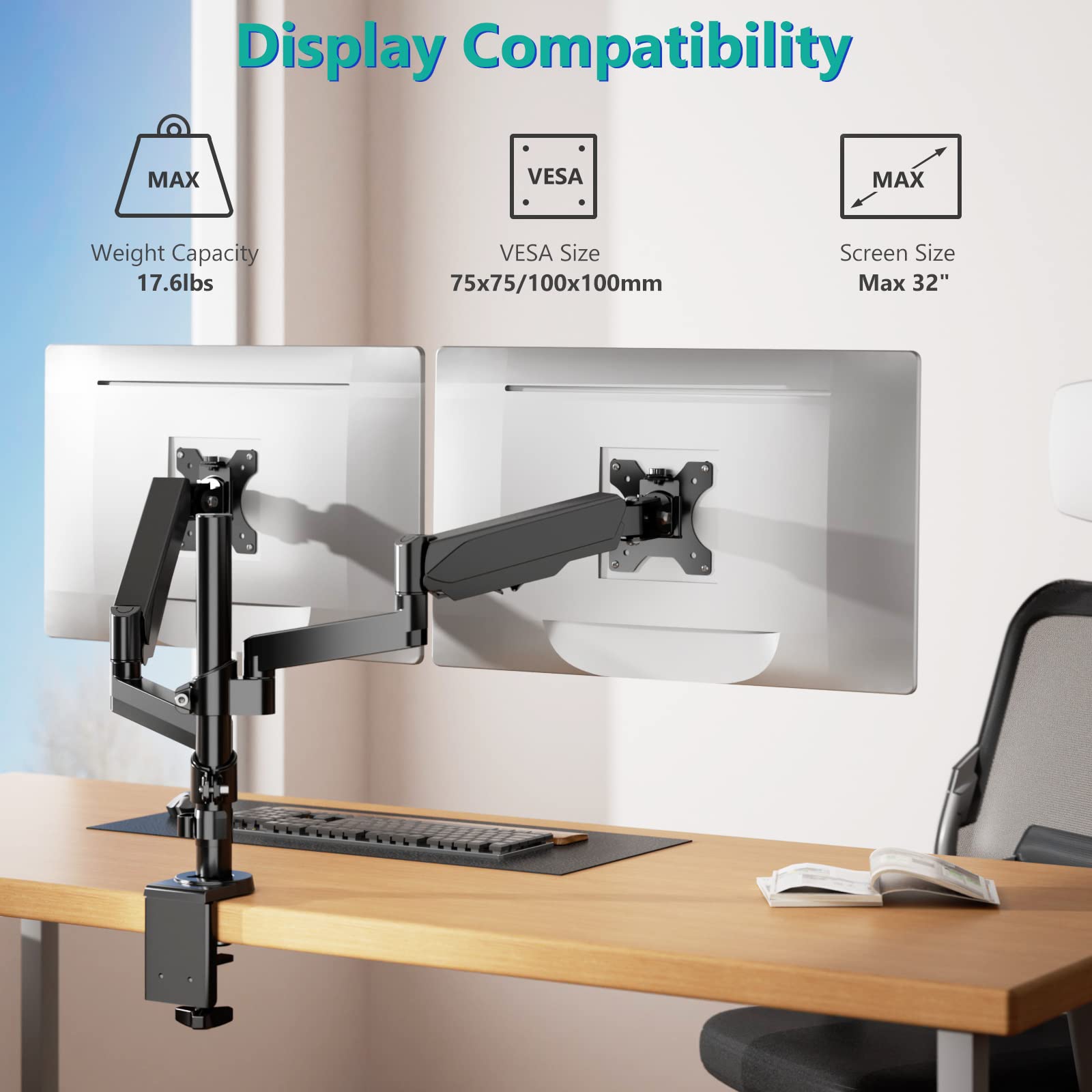 Foto 2 | Soporte Doble para Monitor Wali Gsdm002 de 13 A 32 Pulgadas para Pantallas De 8 Kg - Venta Internacional