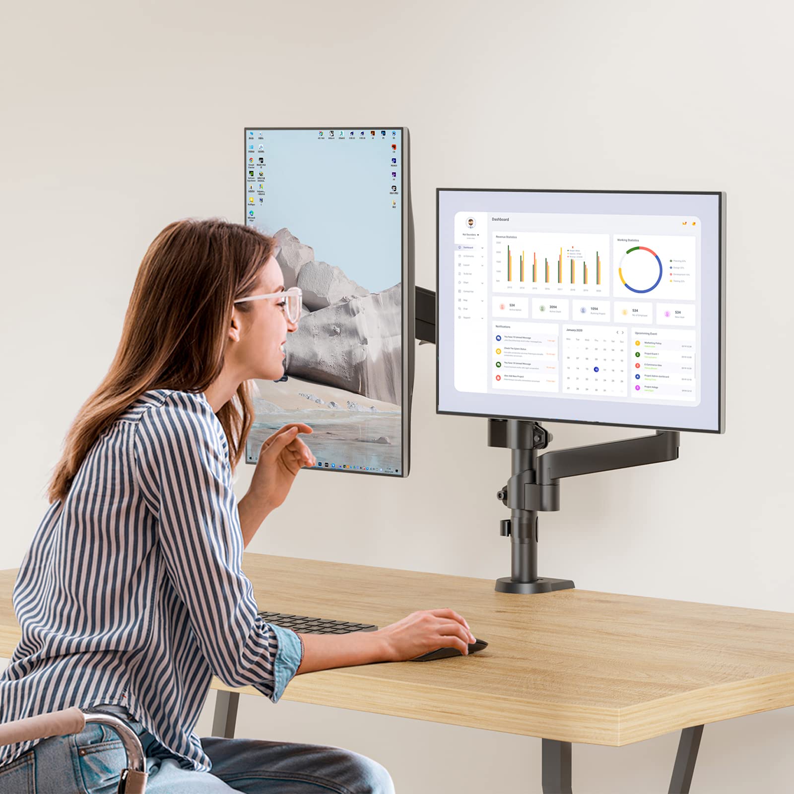 Foto 8 pulgar | Soporte Doble para Monitor Wali Gsdm002 de 13 A 32 Pulgadas para Pantallas De 8 Kg - Venta Internacional
