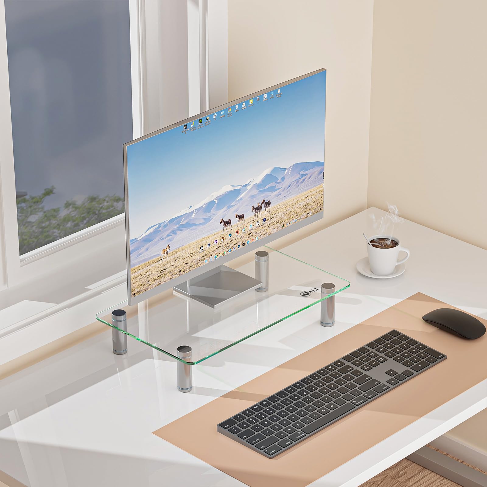 Foto 3 pulgar | Soporte para Monitor Wali Gtt001 Cristal Transparente - Venta Internacional