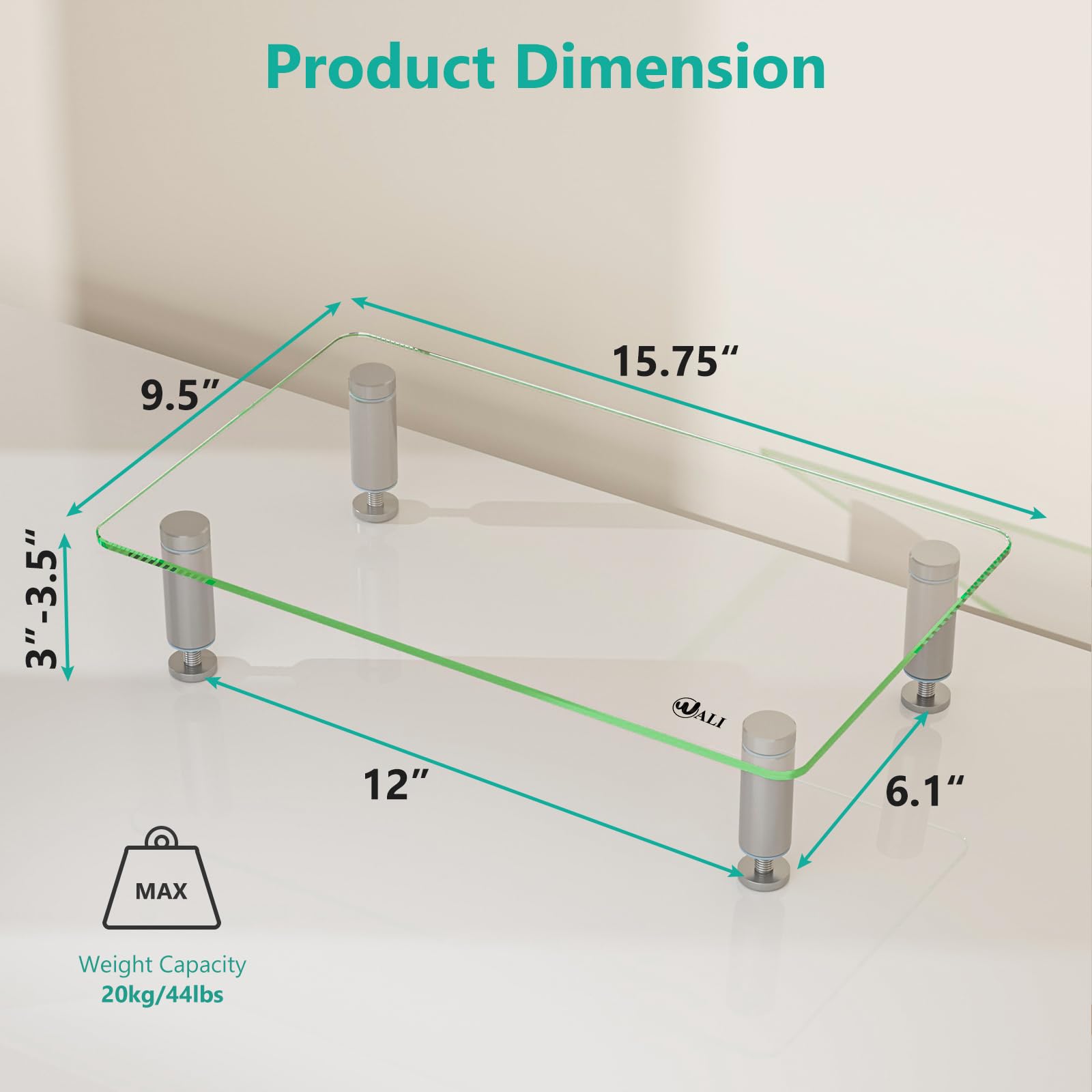 Foto 4 pulgar | Soporte para Monitor Wali Gtt001 Cristal Transparente - Venta Internacional