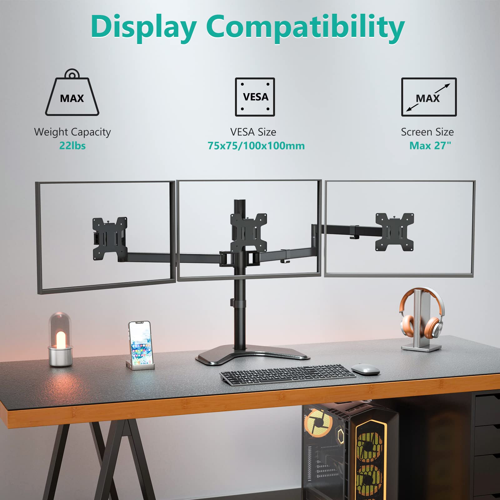 Foto 4 pulgar | Soporte Triple para Monitor Wali Mf003 - Venta Internacional