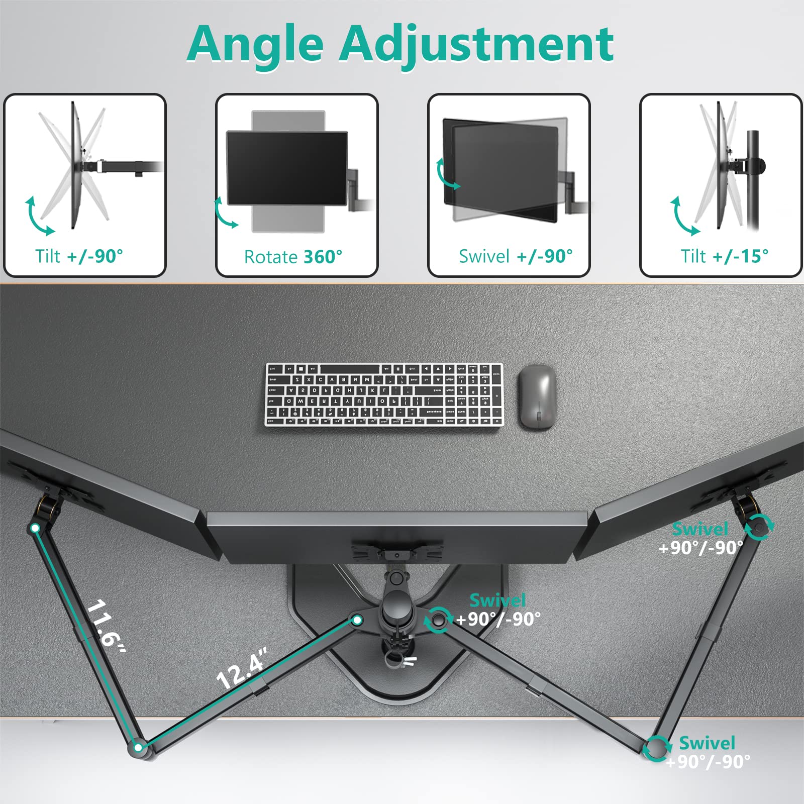 Foto 6 pulgar | Soporte Triple para Monitor Wali Mf003 - Venta Internacional