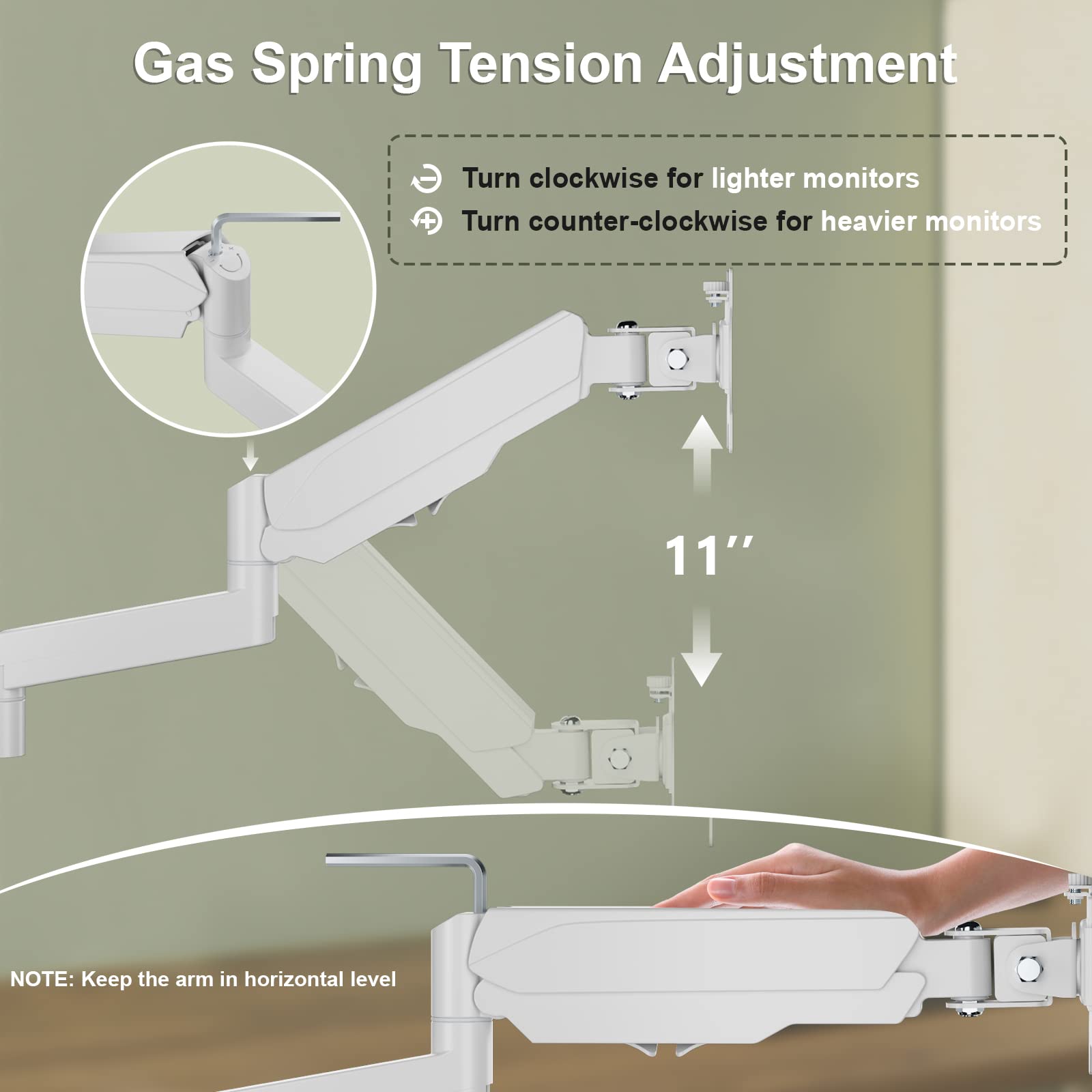 Foto 6 | Brazo de Resorte de Gas Ajustable Wali para Soporte de Monitor de 32 Pulgadas - Venta Internacional