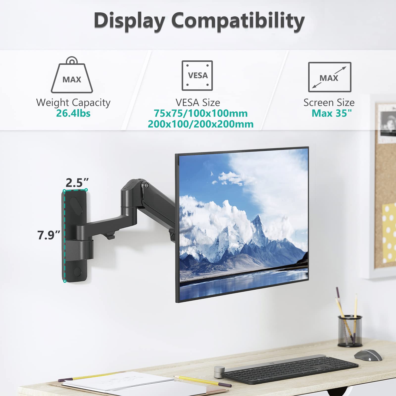 Foto 3 | Soporte de Pared para Monitor Wali Gswm001xl para Pantallas de 12 kg 35 " - Venta Internacional
