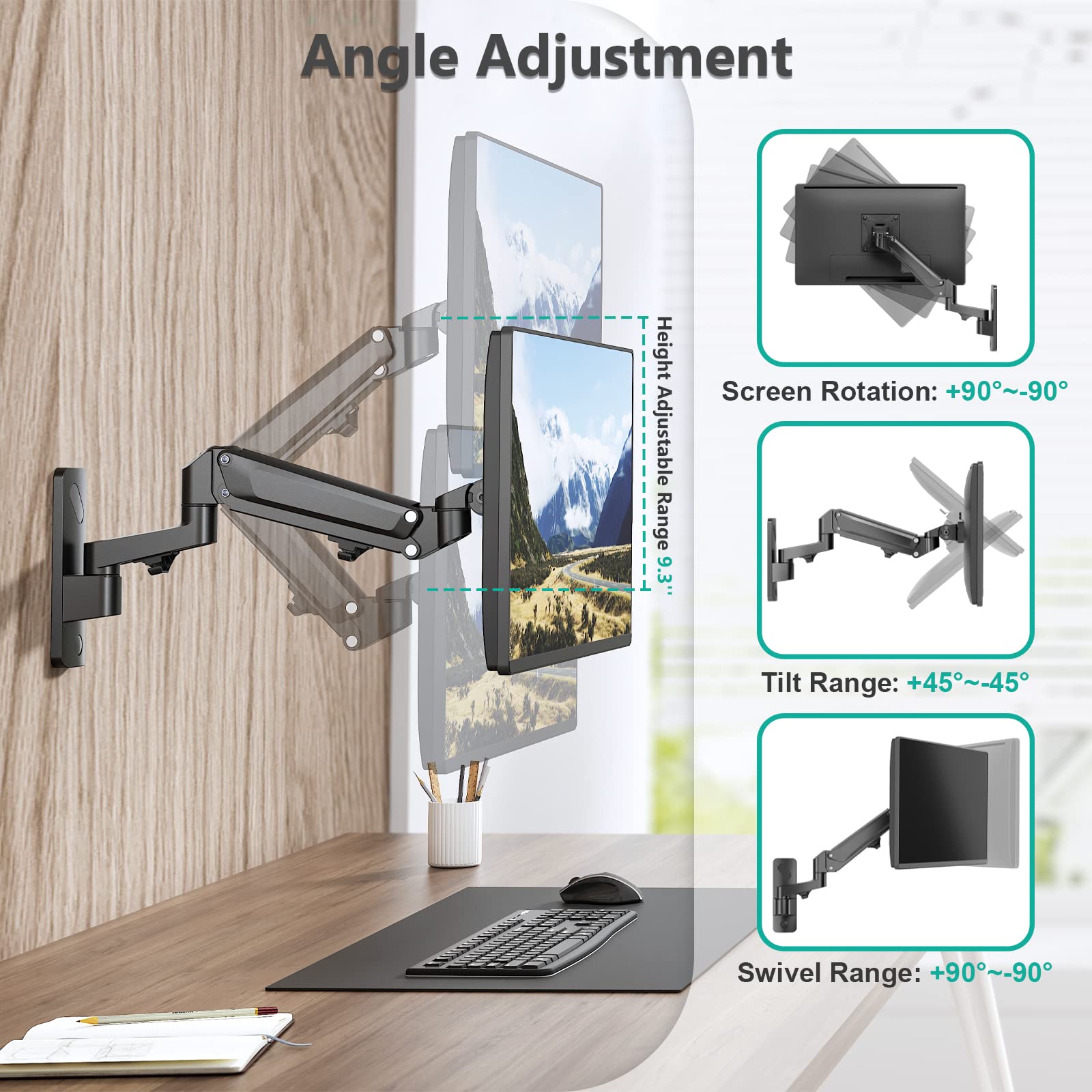 Foto 5 pulgar | Soporte de Pared para Monitor Wali Gswm001xl para Pantallas de 12 kg 35 " - Venta Internacional