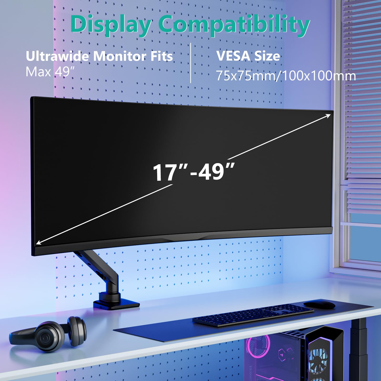 Foto 3 pulgar | Brazo para Monitor Wali Gsm001xl-p con Resorte de Gas 49 " 20 kg Negro - Venta Internacional