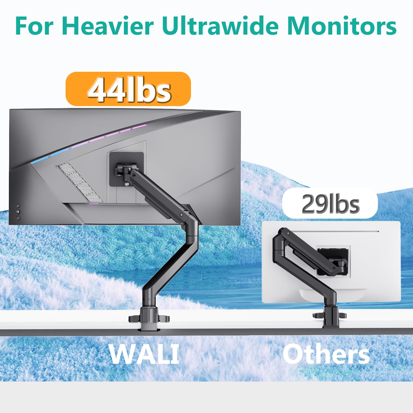 Foto 5 pulgar | Brazo para Monitor Wali Gsm001xl-p con Resorte de Gas 49 " 20 kg Negro - Venta Internacional