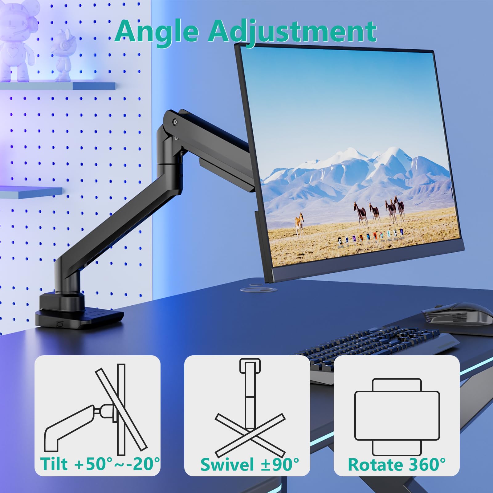 Foto 6 | Brazo para Monitor Wali Gsm001xl-p con Resorte de Gas 49 " 20 kg Negro - Venta Internacional
