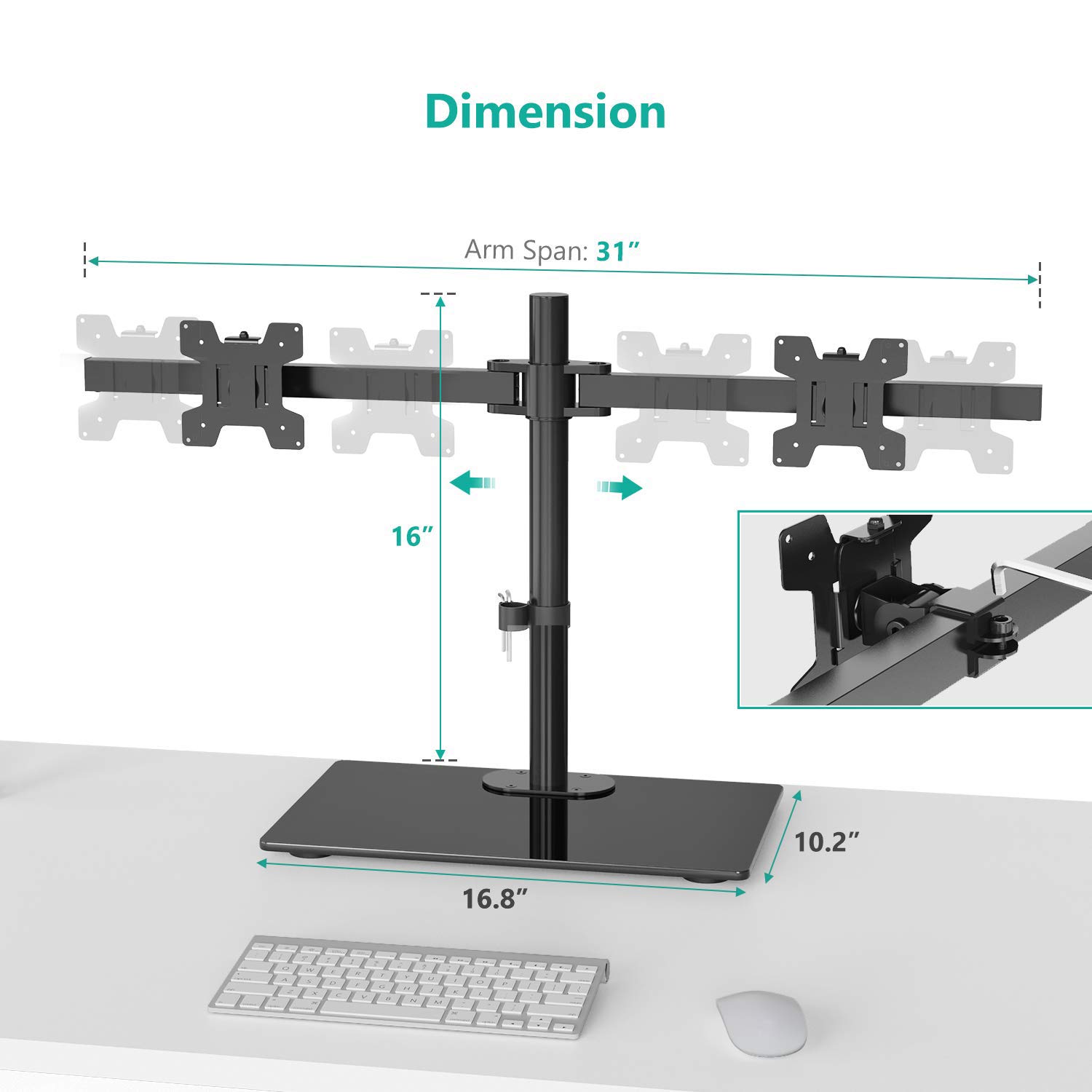 Foto 6 pulgar | Soporte para Dos Monitores Wali Free Standing Gmf002 de 27 Pulgadas - Venta Internacional
