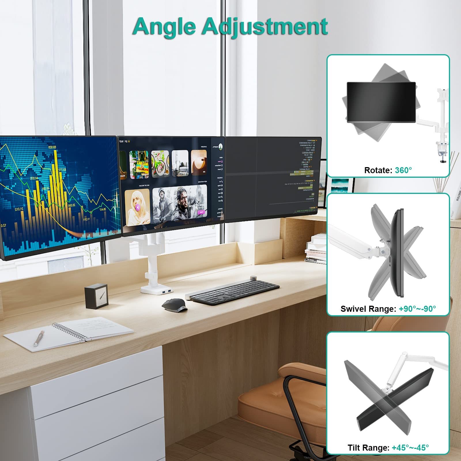 Foto 6 | Soporte Triple Wali para Monitor-Venta Internacional