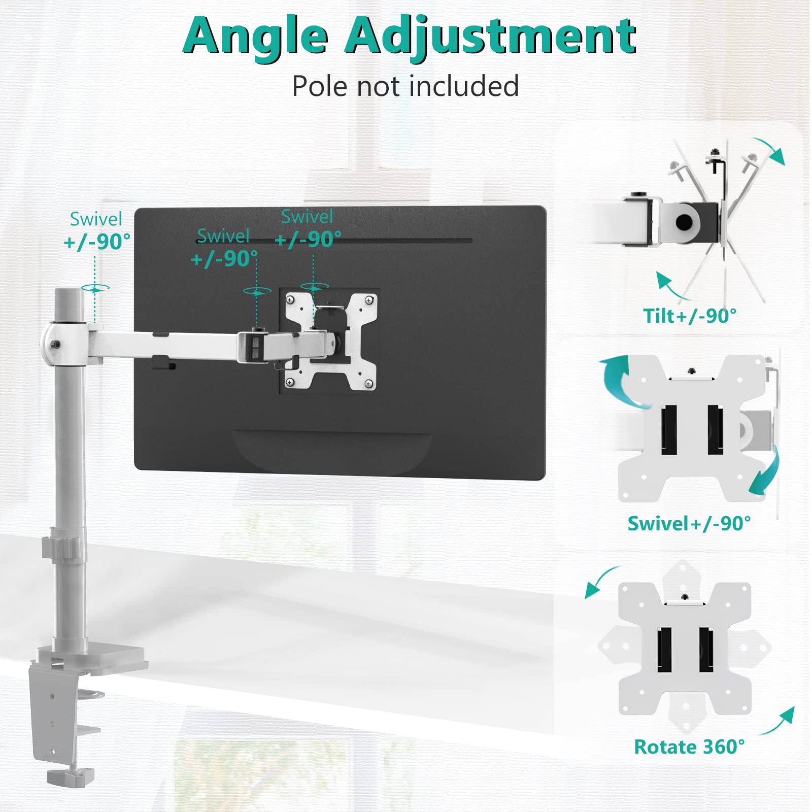 Foto 4 pulgar | Brazo para Monitor Wali Individual Totalmente Ajustable Blanco 10 kg - Venta Internacional