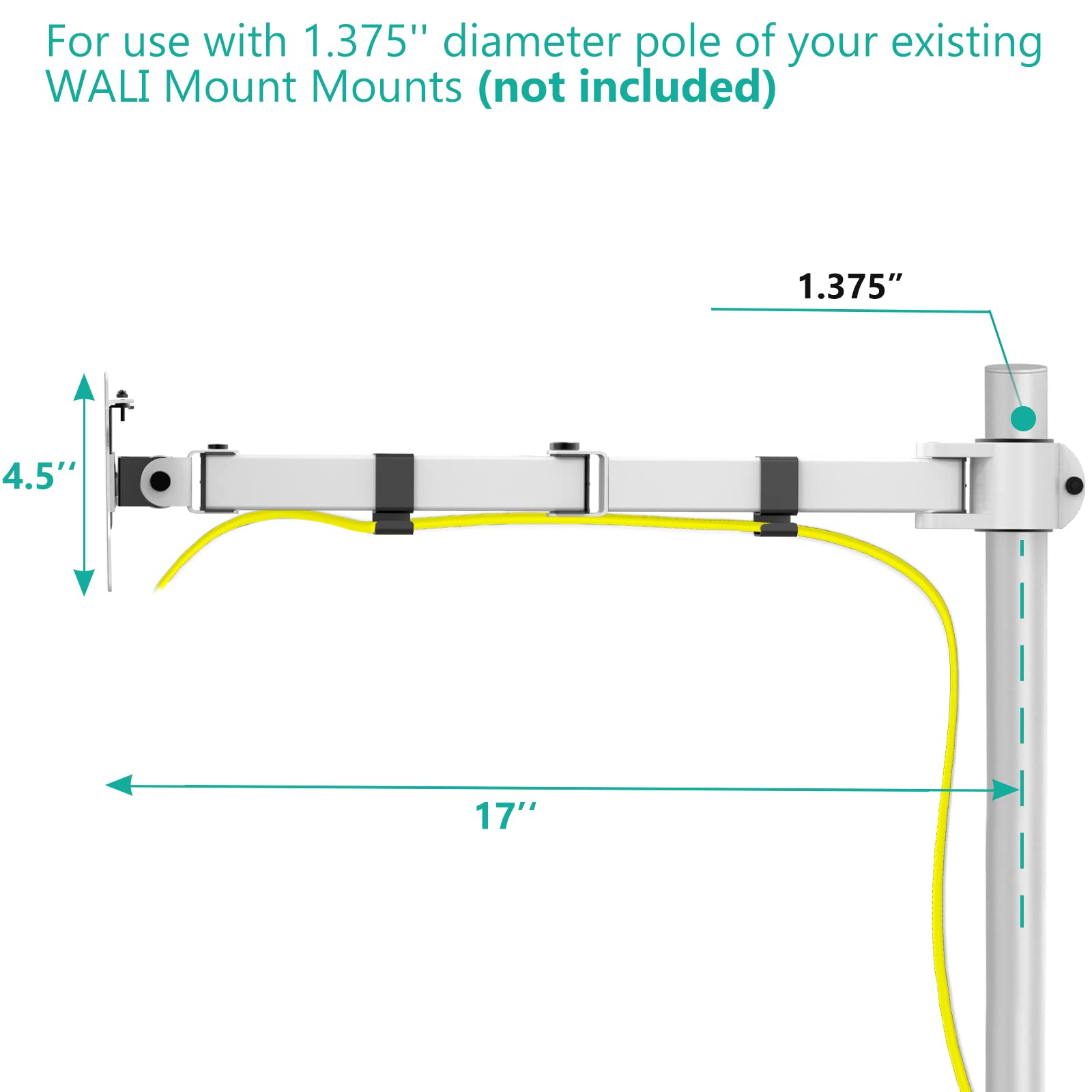 Foto 4 | Brazo para Monitor Wali Individual Totalmente Ajustable Blanco 10 kg - Venta Internacional