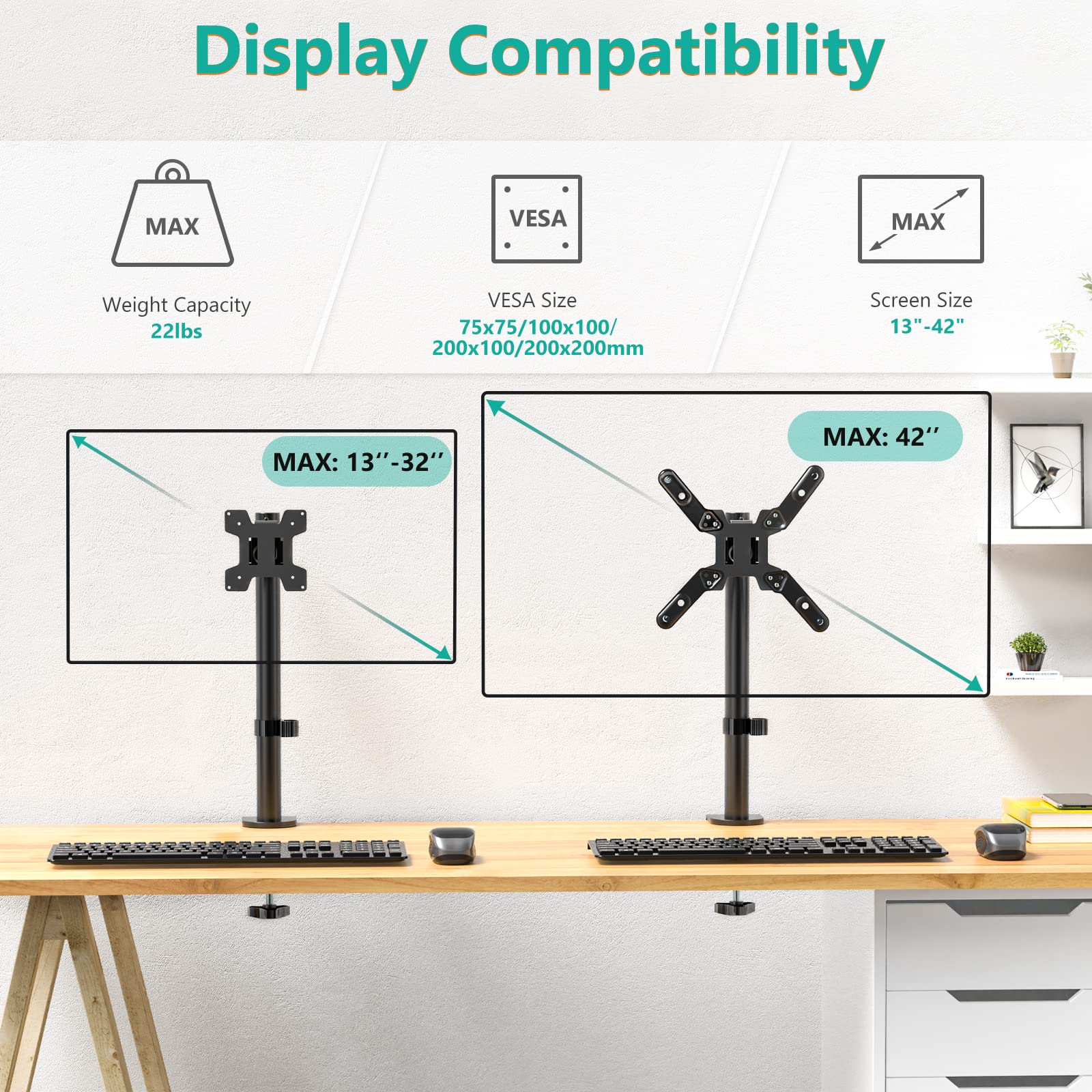 Foto 4 pulgar | Soporte de Monitor Wali M001sxl para 1 Pantalla de Hasta 42 " Negra - Venta Internacional