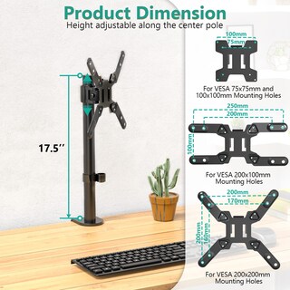 Foto 4 | Soporte de Monitor Wali M001sxl para 1 Pantalla de Hasta 42 " Negra - Venta Internacional