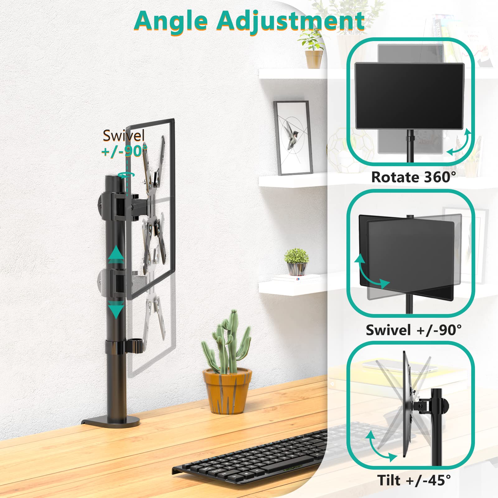 Foto 5 | Soporte de Monitor Wali M001sxl para 1 Pantalla de Hasta 42 " Negra - Venta Internacional