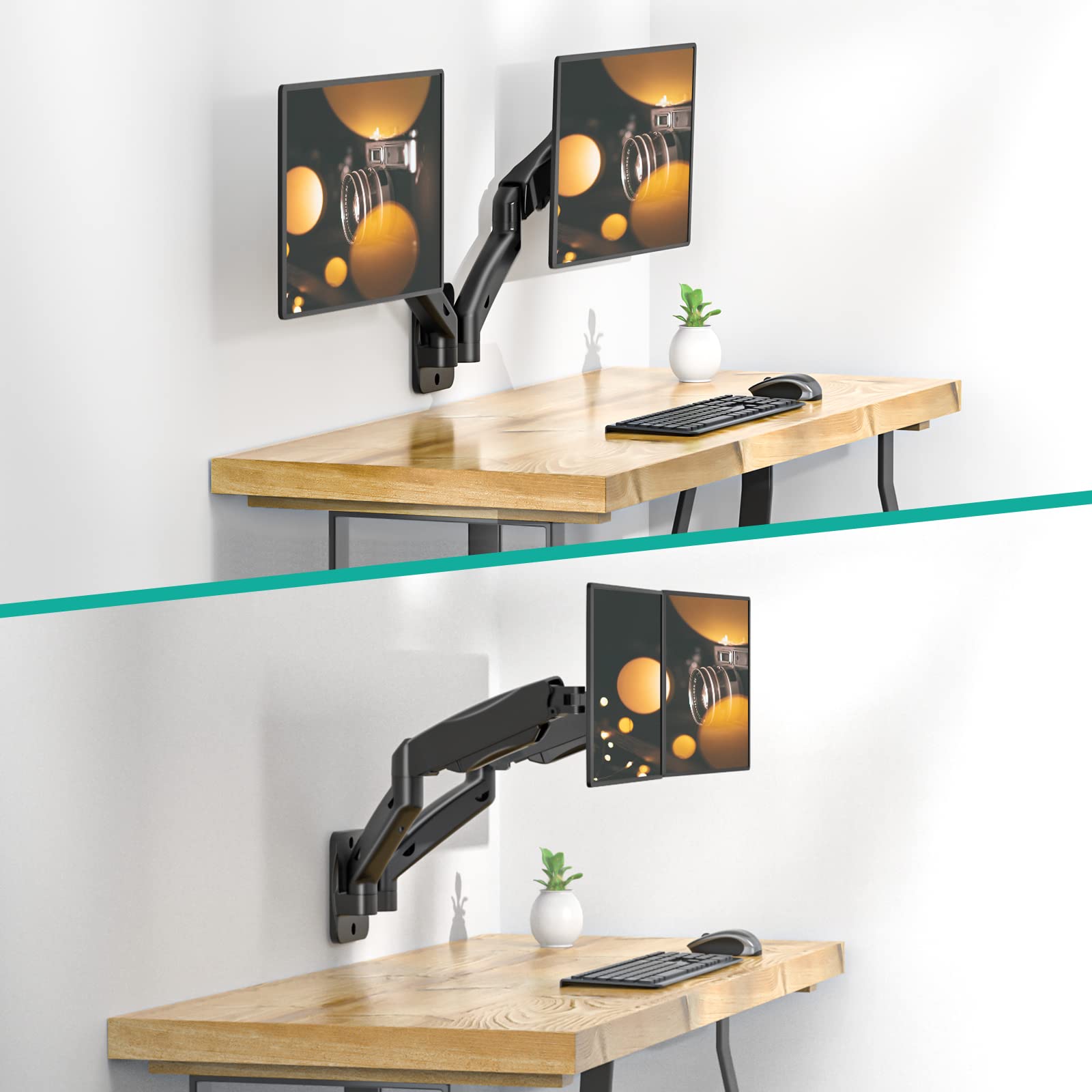 Foto 3 pulgar | Soporte de Pared para Doble Monitor Wali Gas Spring de 32 " Negro - Venta Internacional