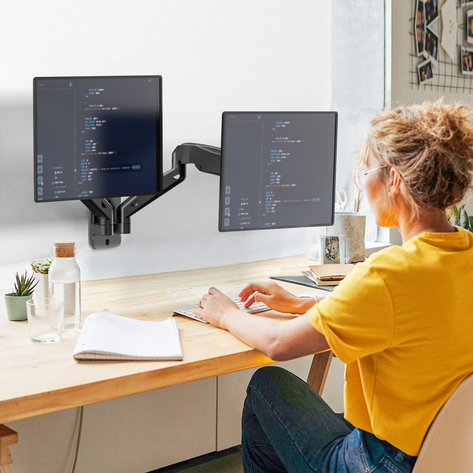 Foto 5 pulgar | Soporte de Pared para Doble Monitor Wali Gas Spring de 32 " Negro - Venta Internacional
