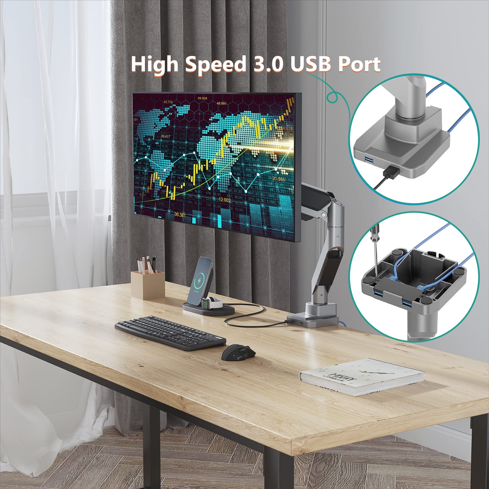 Foto 6 pulgar | Soporte de Escritorio Wali Gsmu001 para Monitores de 17 a 35 Pulgadas - Venta Internacional