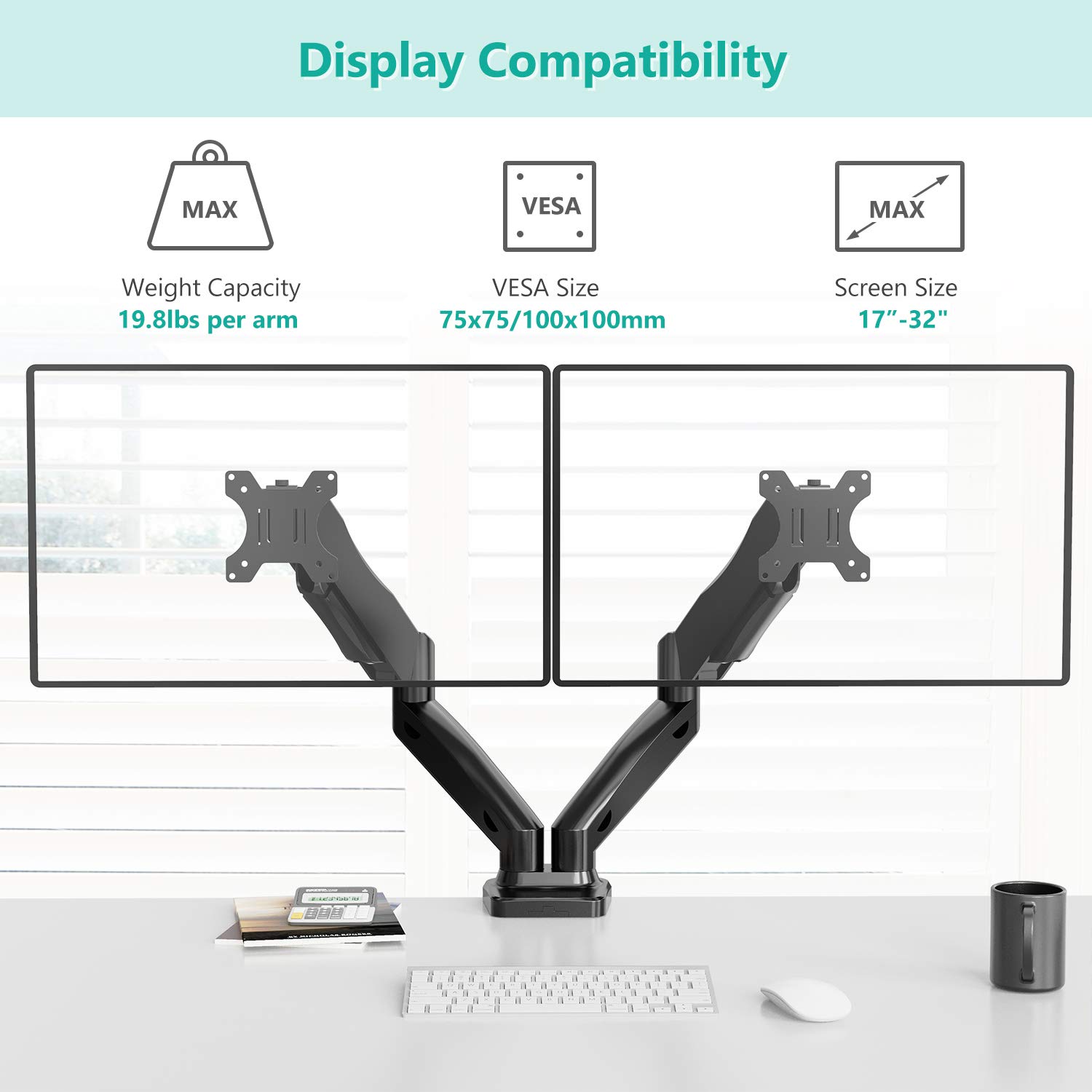 Foto 3 | Soporte Wali Gsmp002 para 2 Monitores de Hasta 32 " - Venta Internacional