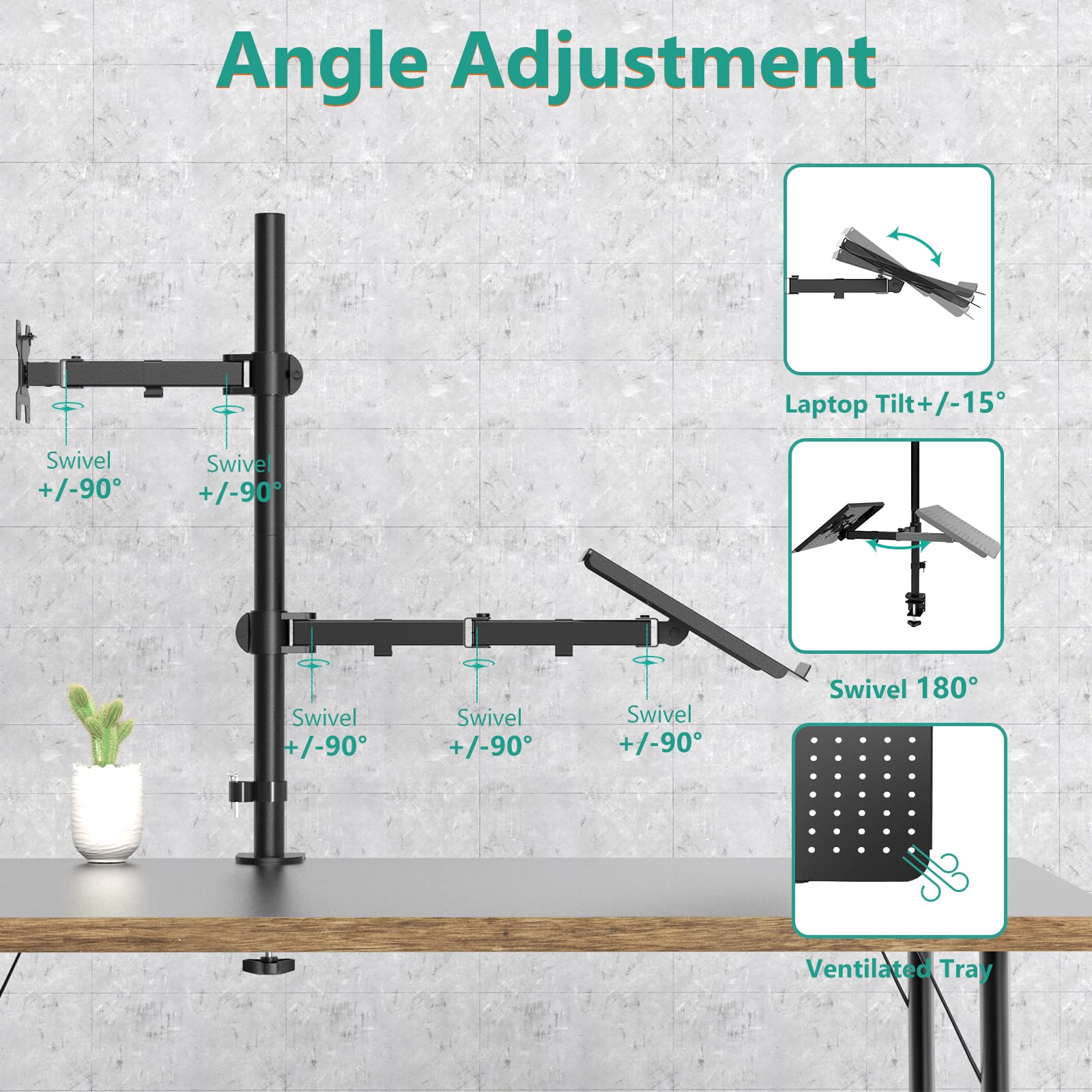 Foto 5 pulgar | Soporte para Ordenador Portátil y Monitor Wali M001xllp Negro - Venta Internacional