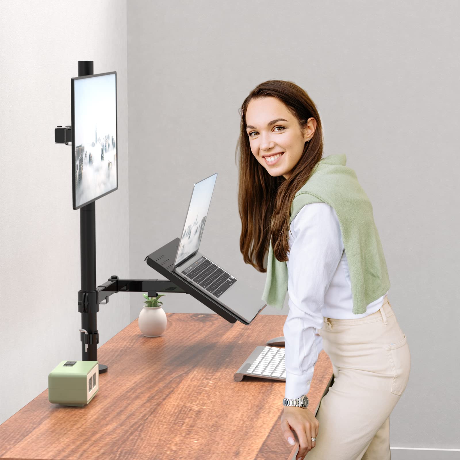 Foto 8 pulgar | Soporte para Ordenador Portátil y Monitor Wali M001xllp Negro - Venta Internacional