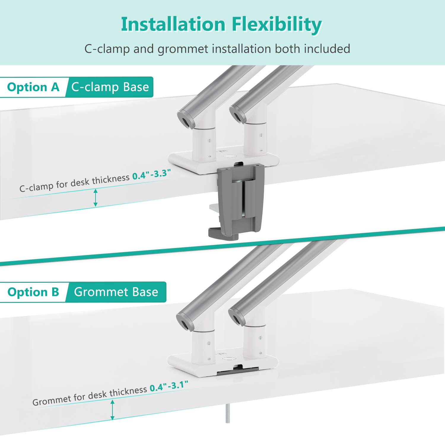 Foto 7 pulgar | Soporte Doble Wali Mati002-w Blanco para 2 Monitores - Venta Internacional