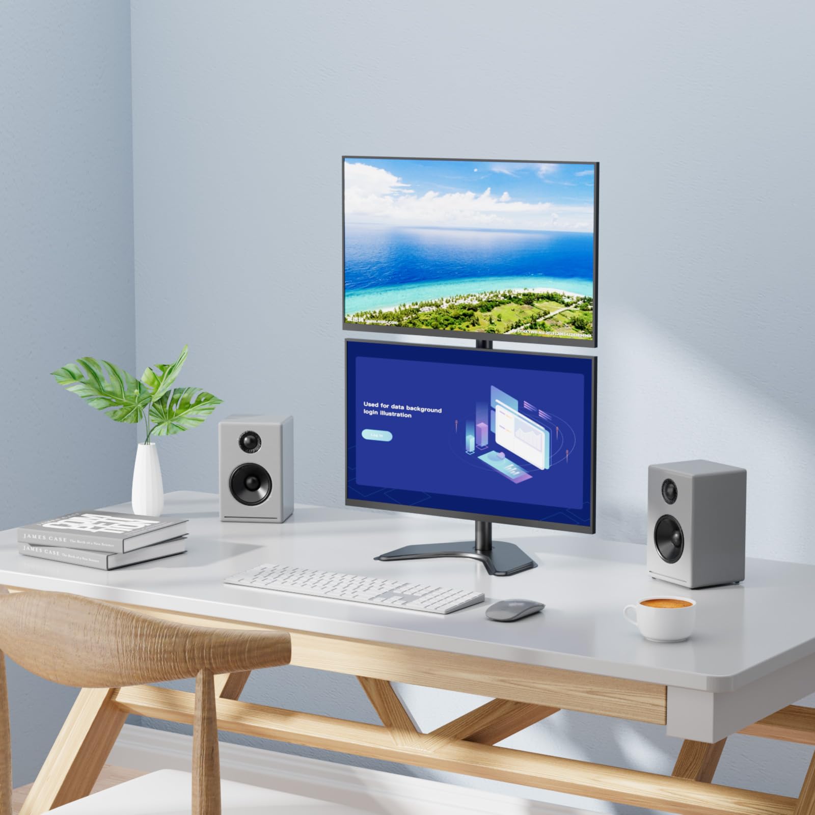 Foto 3 | Pantallas Dobles Apiladas Verticales Wali de 27 Pulgadas con Soporte para Monitor - Venta Internacional