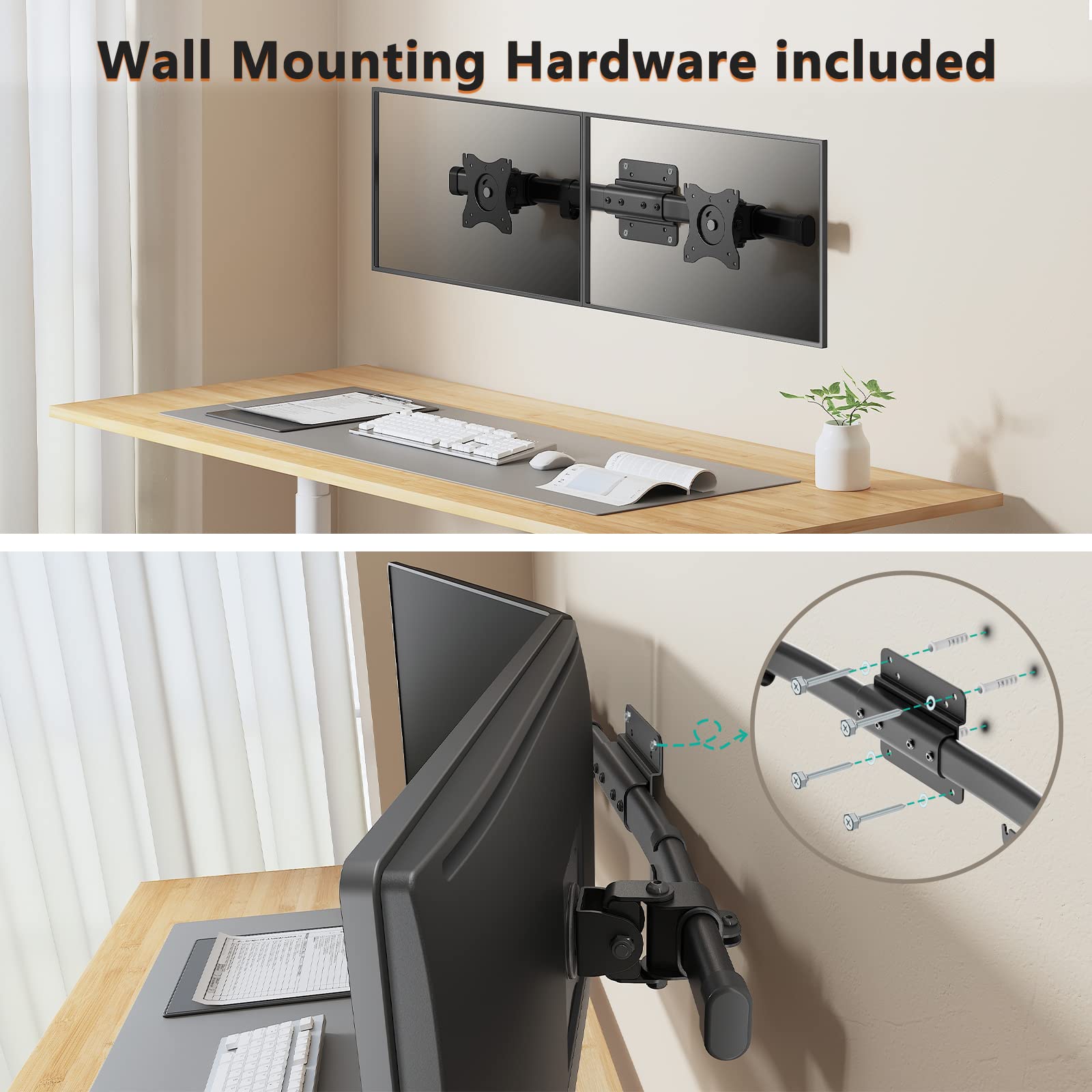 Foto 3 pulgar | Soporte de Pared Wali 012arm para dos Monitores de 27 " - Venta Internacional