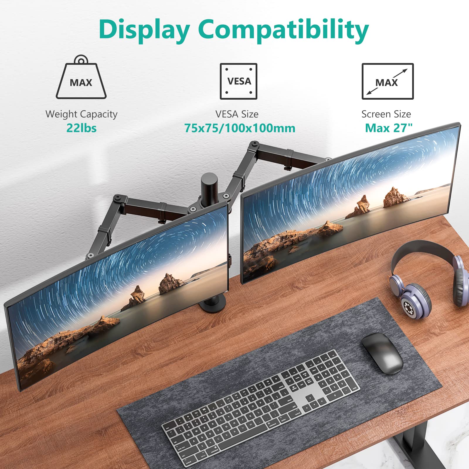 Foto 3 pulgar | Soporte de Escritorio para dos Monitores Wali M002 para 2 Monitores de Hasta 27 " - Venta Internacional
