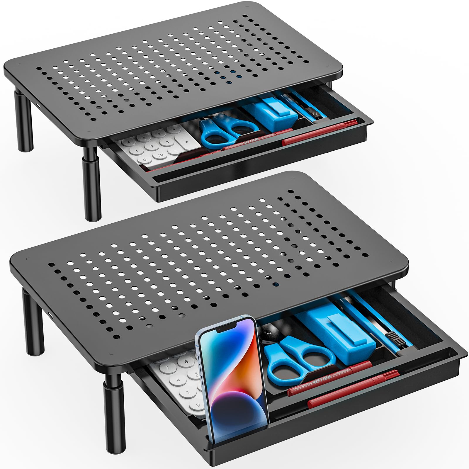 Soporte para Monitor Wali Stt003d-2b con Cajón y Soporte para Teléfono - Venta Internacional