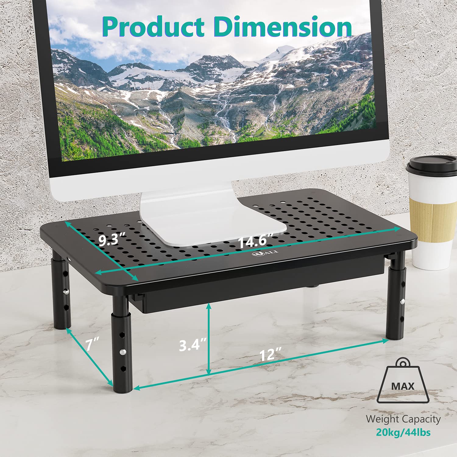Foto 4 pulgar | Soporte para Monitor Wali Stt003d-2b con Cajón y Soporte para Teléfono - Venta Internacional