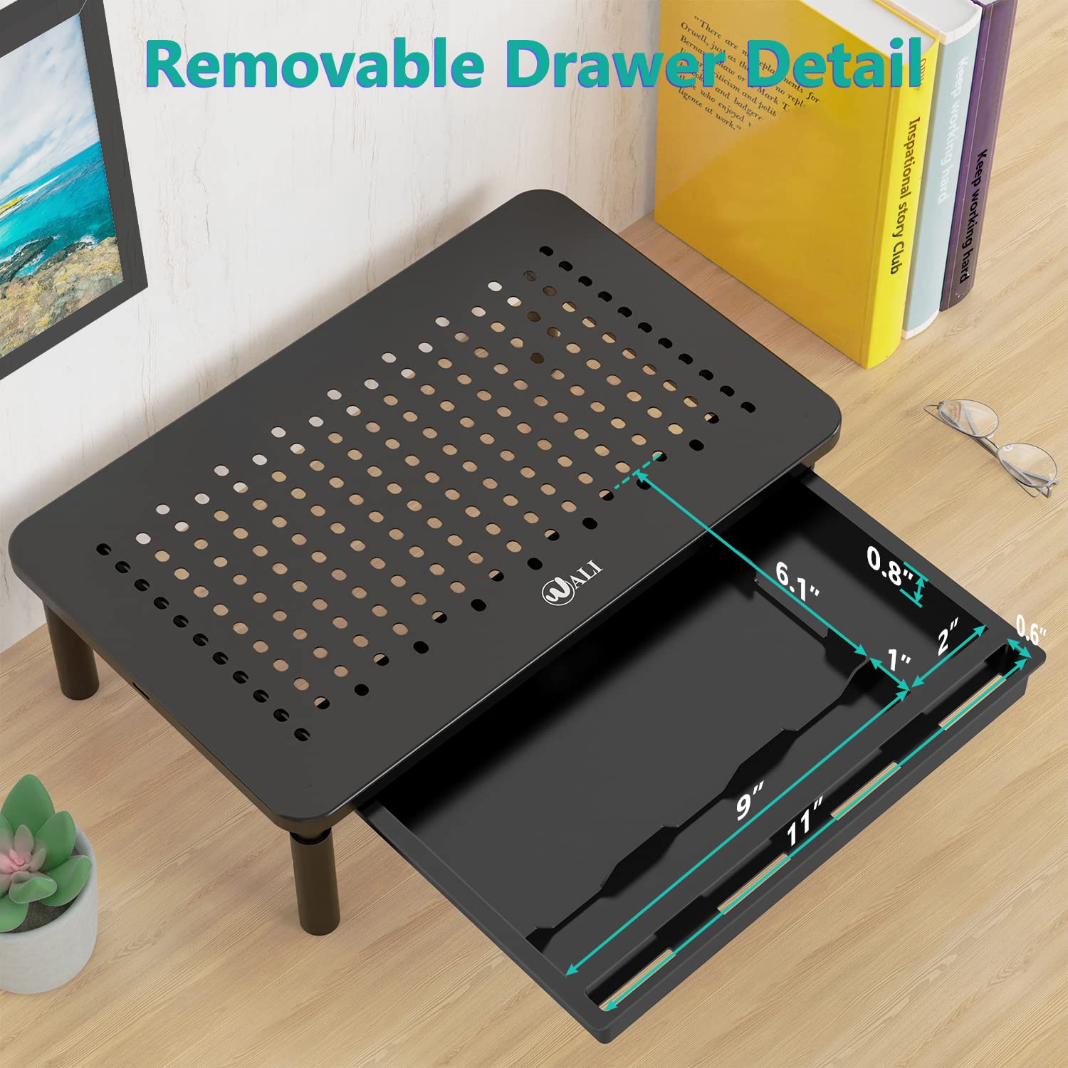 Foto 5 pulgar | Soporte para Monitor Wali Stt003d-2b con Cajón y Soporte para Teléfono - Venta Internacional