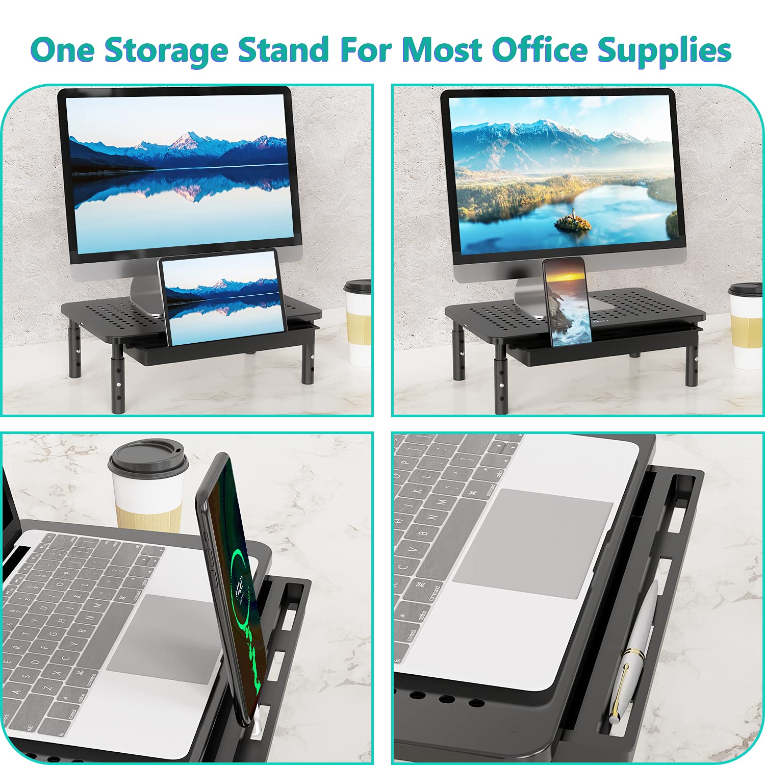 Foto 6 pulgar | Soporte para Monitor Wali Stt003d-2b con Cajón y Soporte para Teléfono - Venta Internacional