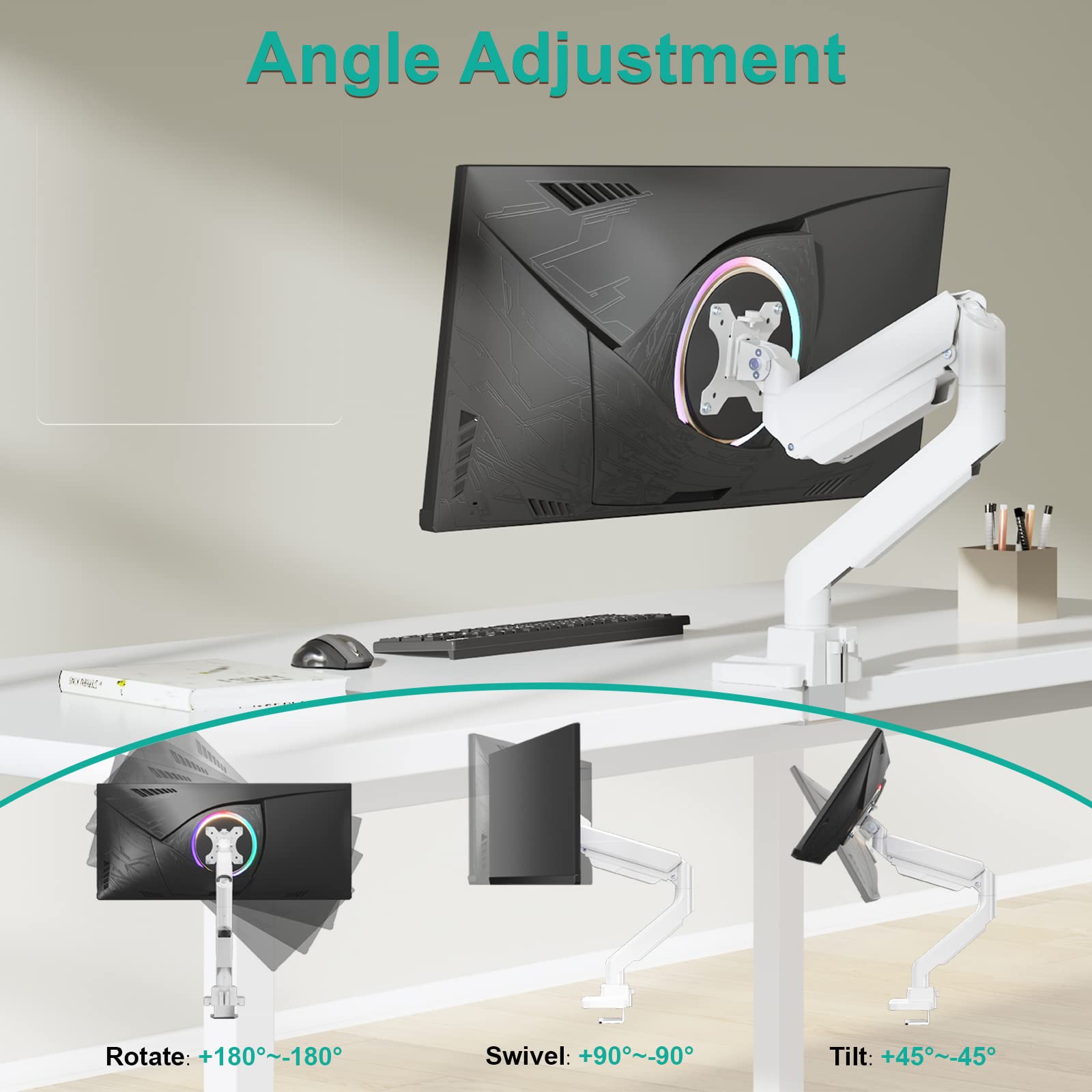 Foto 6 | Soporte de Pantalla de Escritorio Wali GSMU001-W Blanco para Monitor de 17'' a 35'' - Venta Internacional