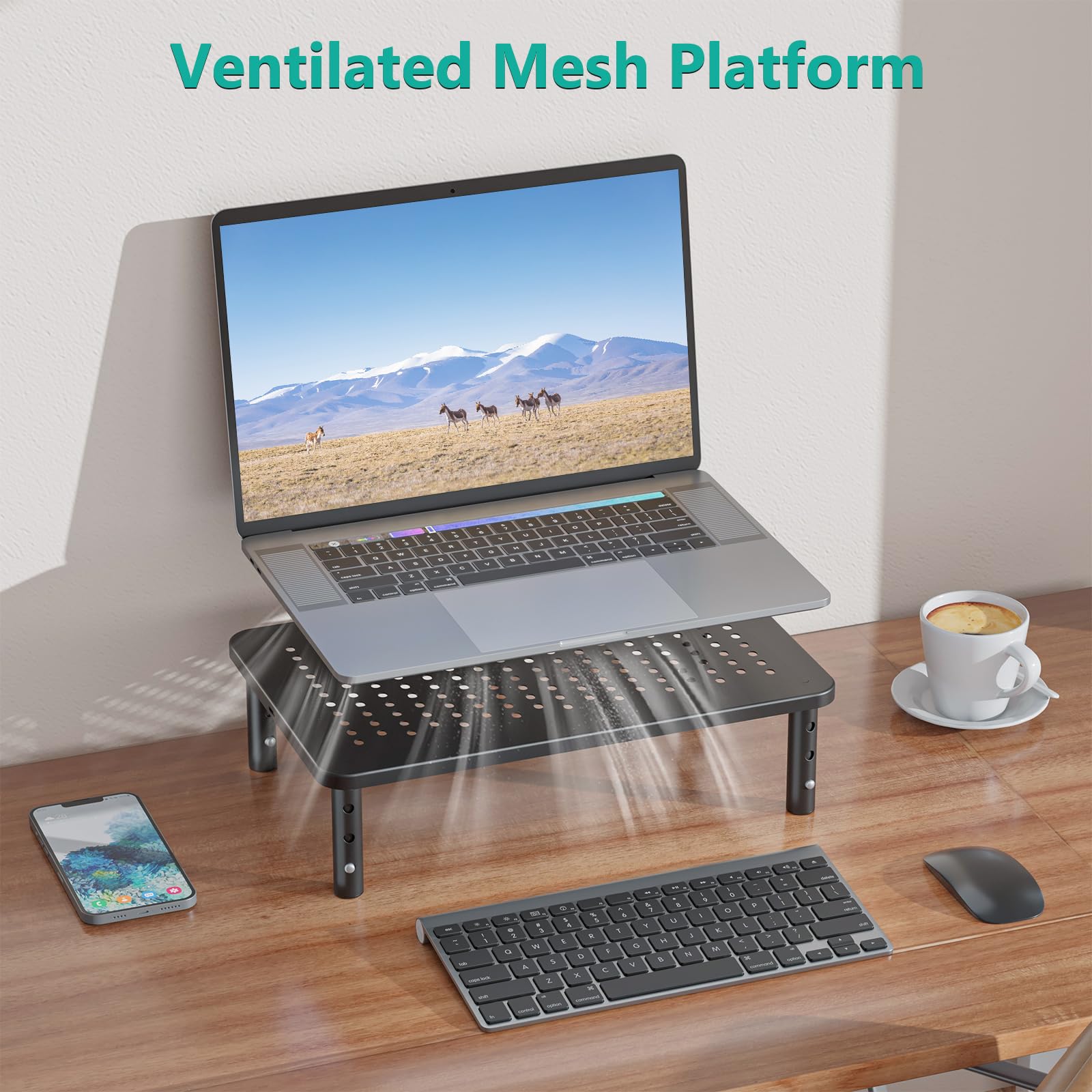 Foto 4 | Elevadores de Monitor Wali 2 Piezas Negros - Venta Internacional