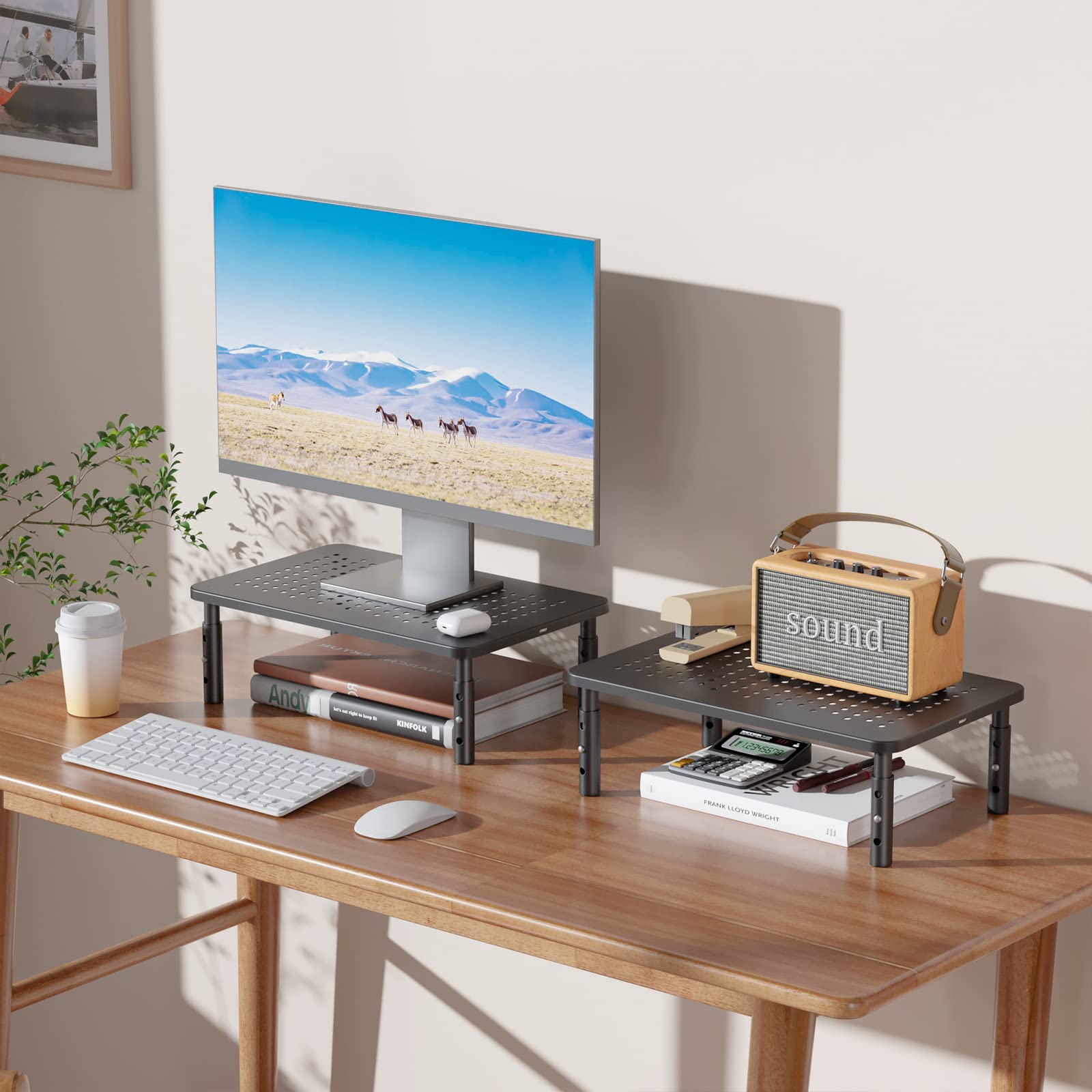Foto 8 pulgar | Elevadores de Monitor Wali 2 Piezas Negros - Venta Internacional