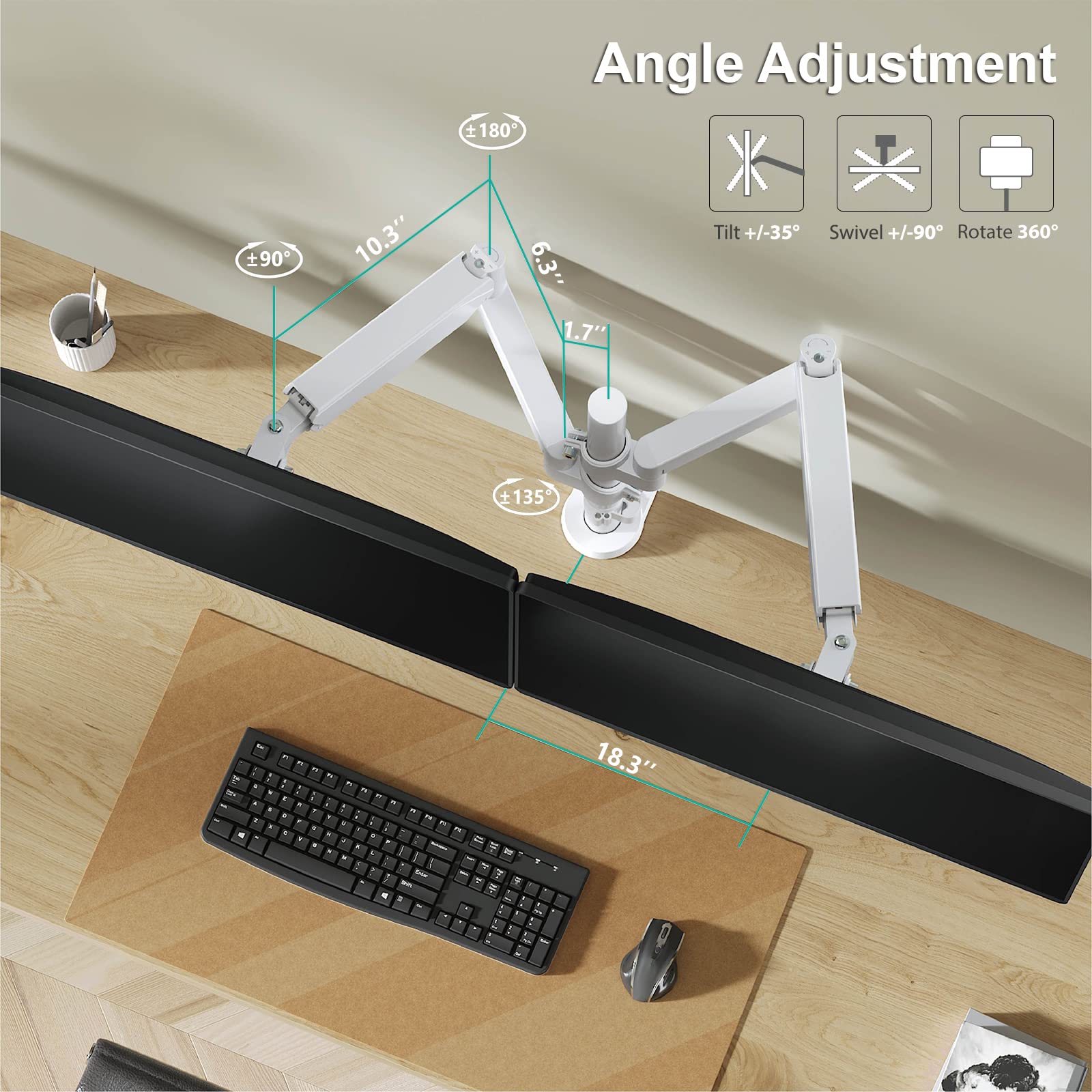 Foto 5 | Soporte para Dos Monitores Wali GSDM002W para 2 Monitores de Hasta 32'' - Venta Internacional