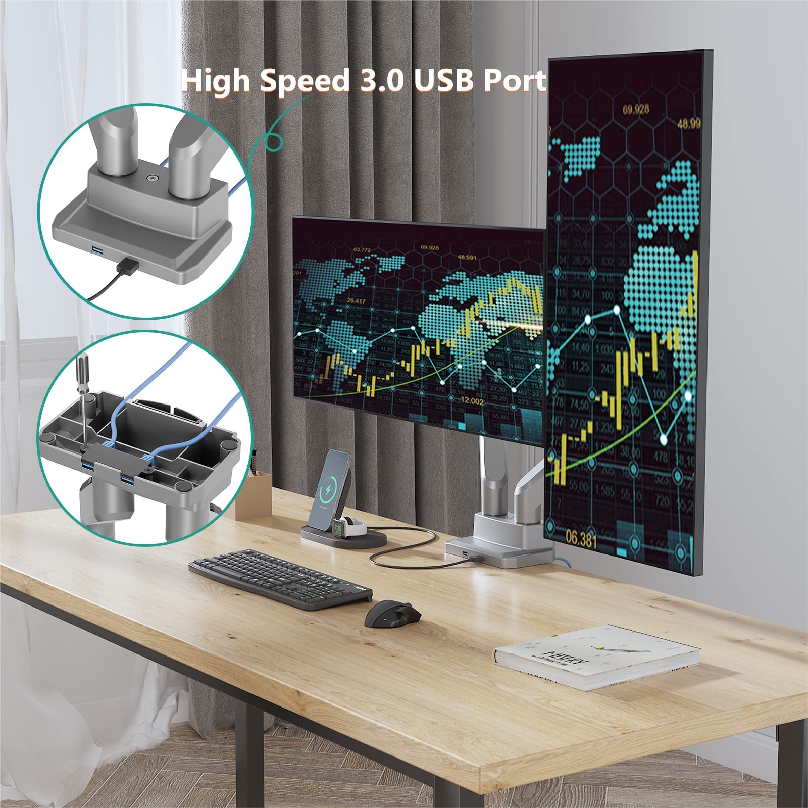 Foto 7 pulgar | Soporte para Doble Monitor con Brazo Wali GSMU002 para 2 X 35'' - Venta Internacional