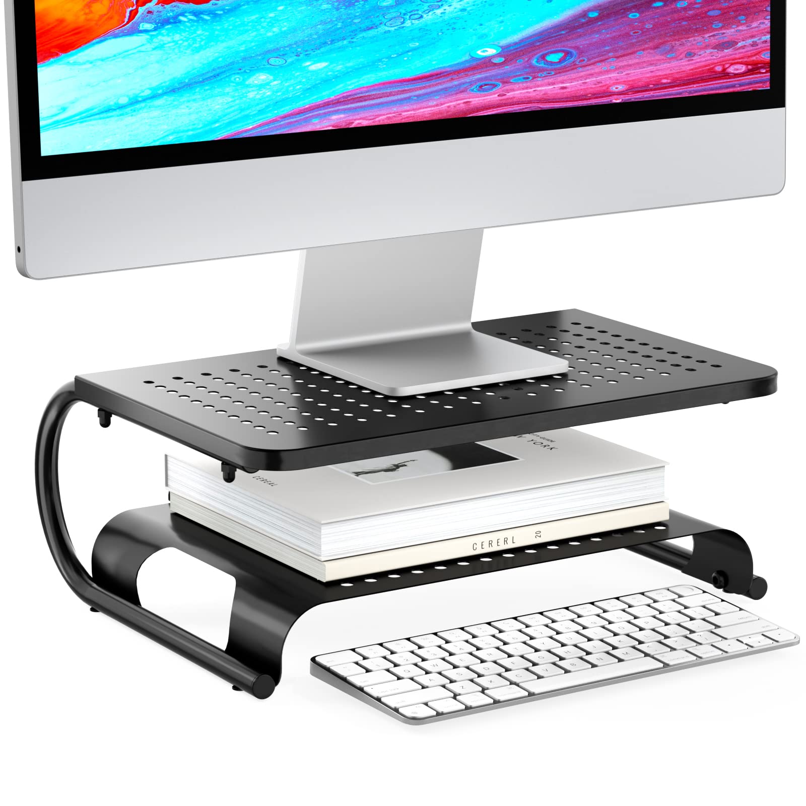 Foto 2 pulgar | Soporte para Monitor Wali STT001B Metal Ventilado 2 Niveles Negro - Venta Internacional