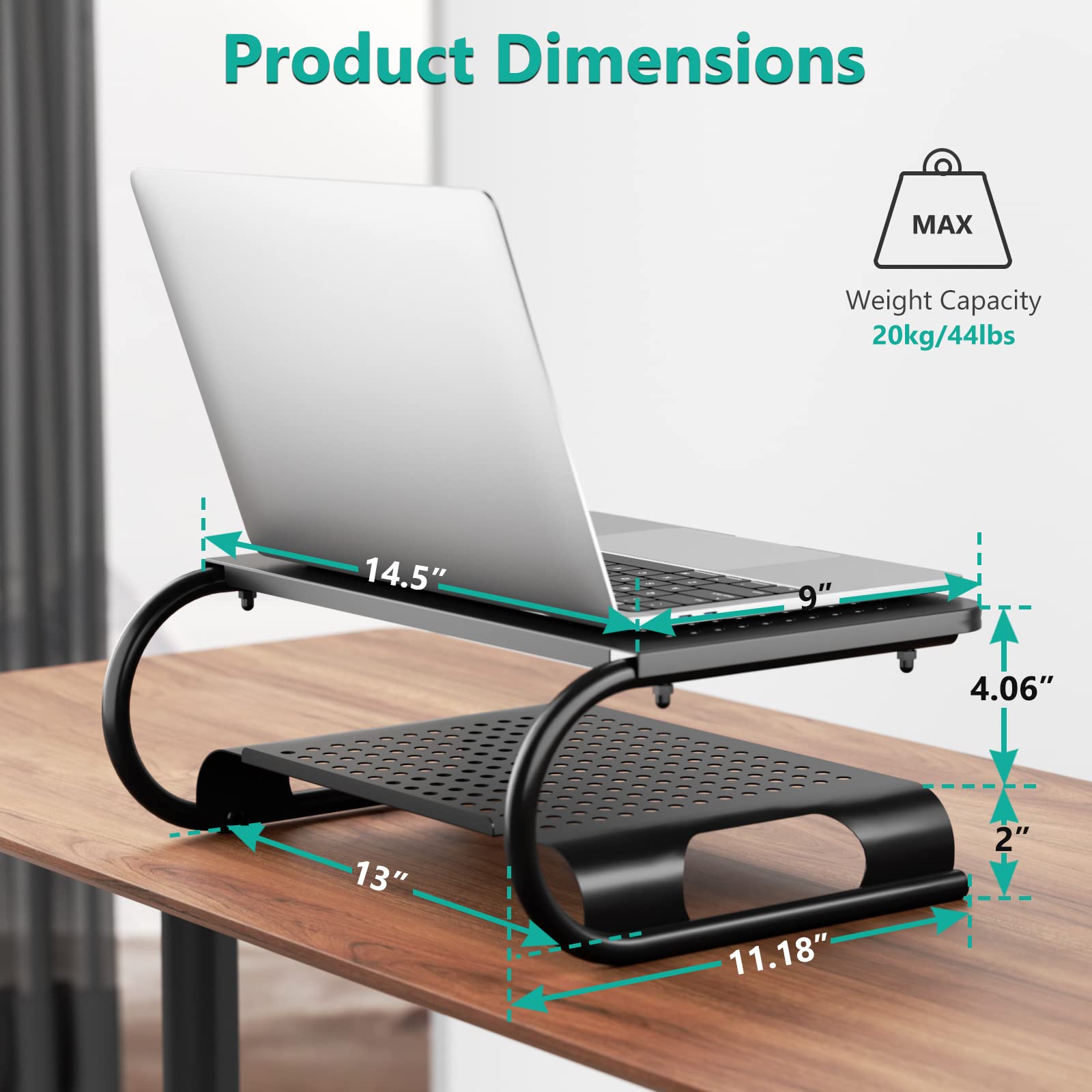 Foto 4 pulgar | Soporte para Monitor Wali STT001B Metal Ventilado 2 Niveles Negro - Venta Internacional