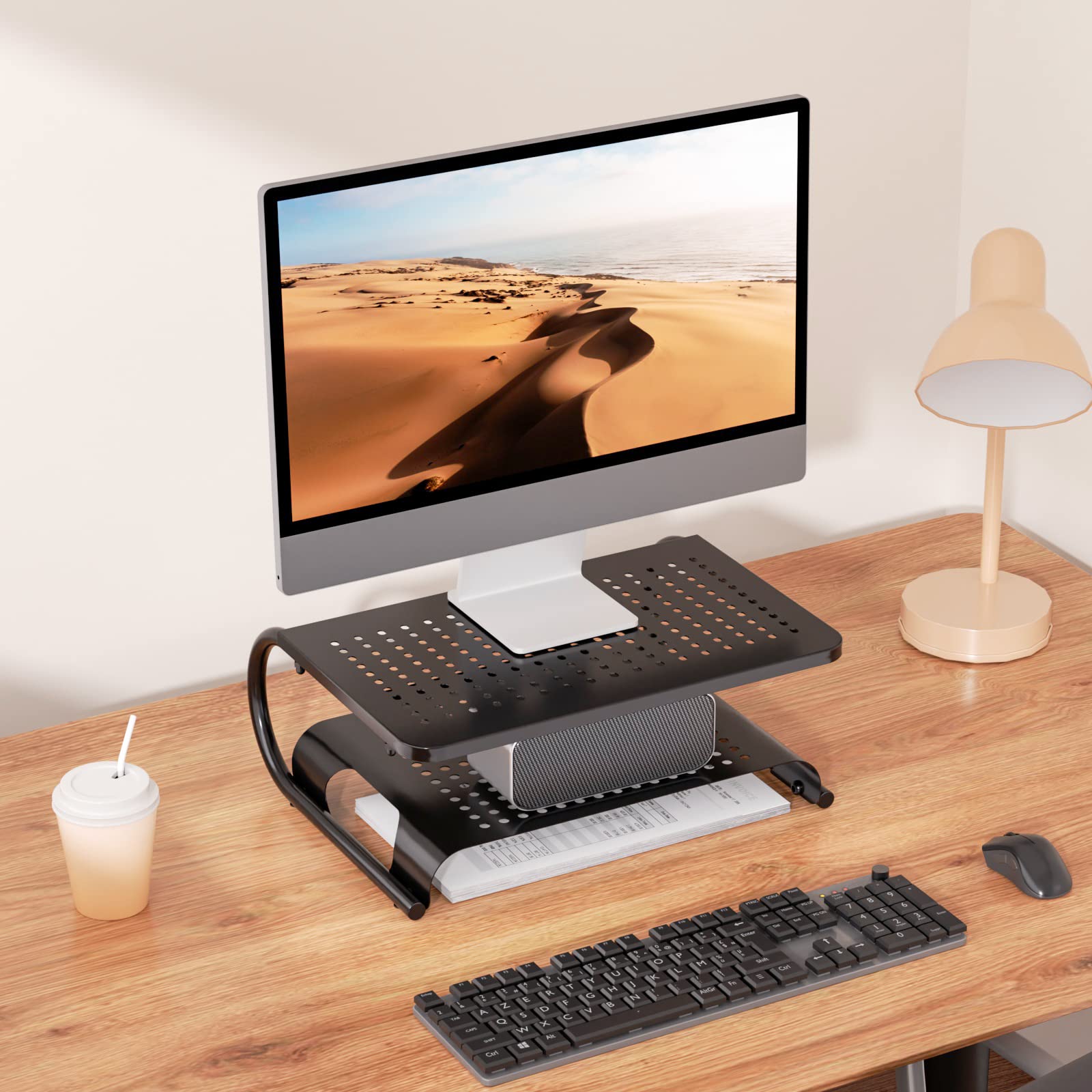 Foto 6 pulgar | Soporte para Monitor Wali STT001B Metal Ventilado 2 Niveles Negro - Venta Internacional