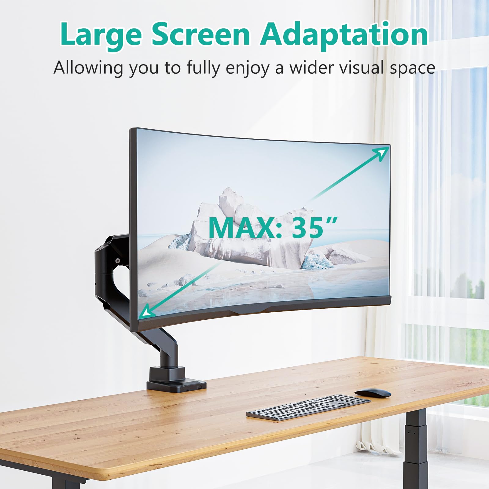 Foto 5 pulgar | Soporte de Pantalla de Escritorio con Resorte de Gas Wali para Monitor Ultrawide de 35'' - Venta Internacional