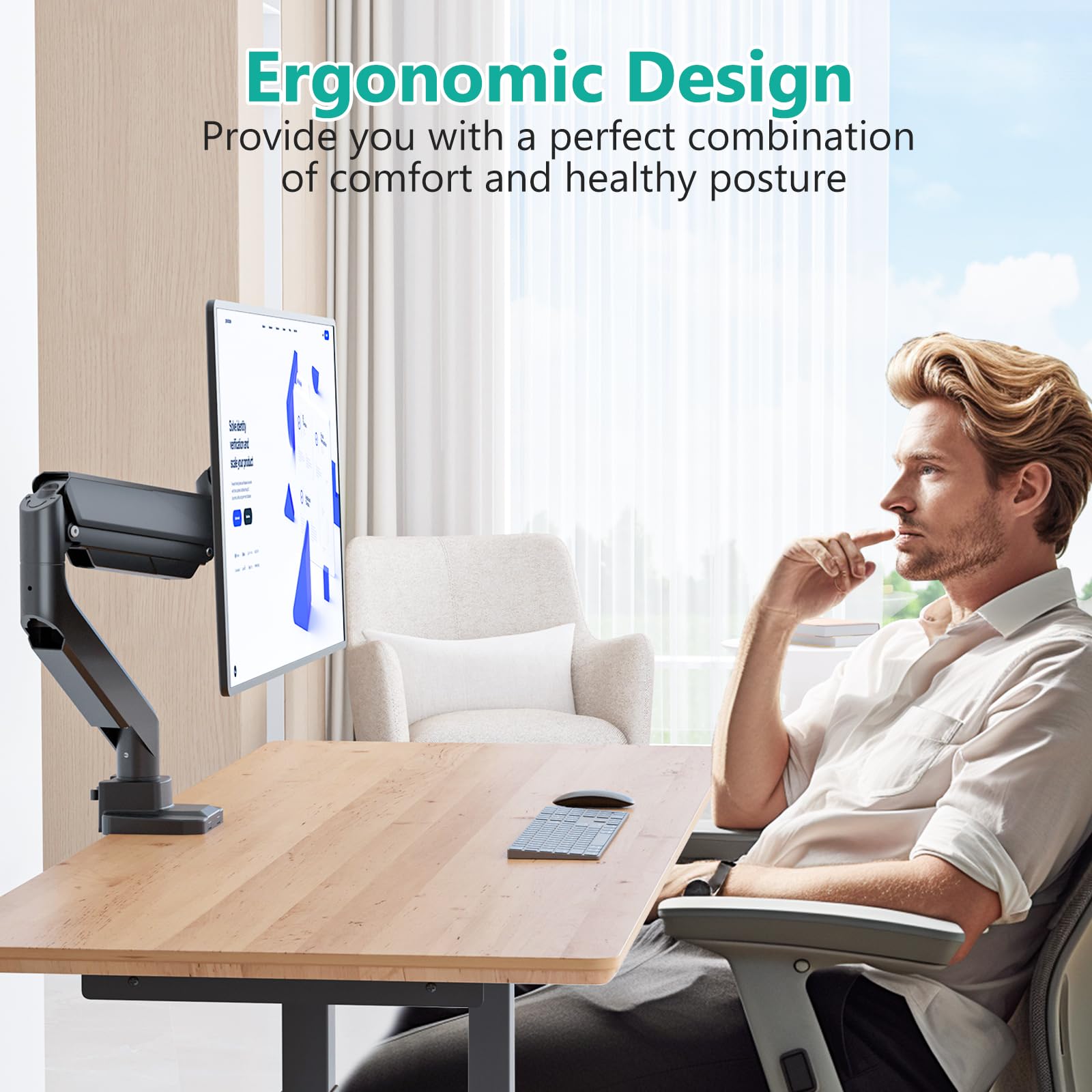 Foto 7 pulgar | Soporte de Pantalla de Escritorio con Resorte de Gas Wali para Monitor Ultrawide de 35'' - Venta Internacional