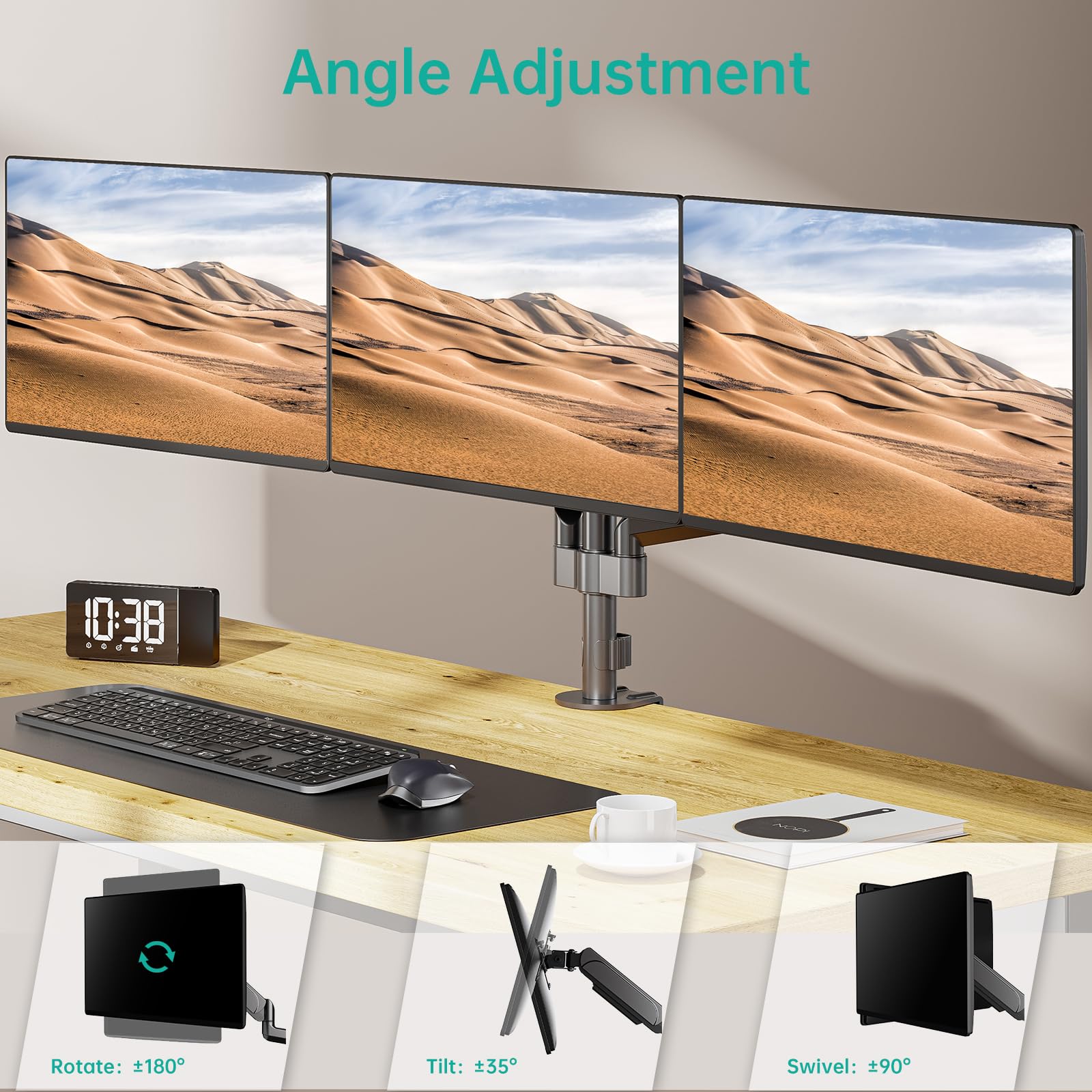 Foto 6 pulgar | Soporte Triple para Monitor Wali GSDM003 para Pantallas de Hasta 27'' - Venta Internacional
