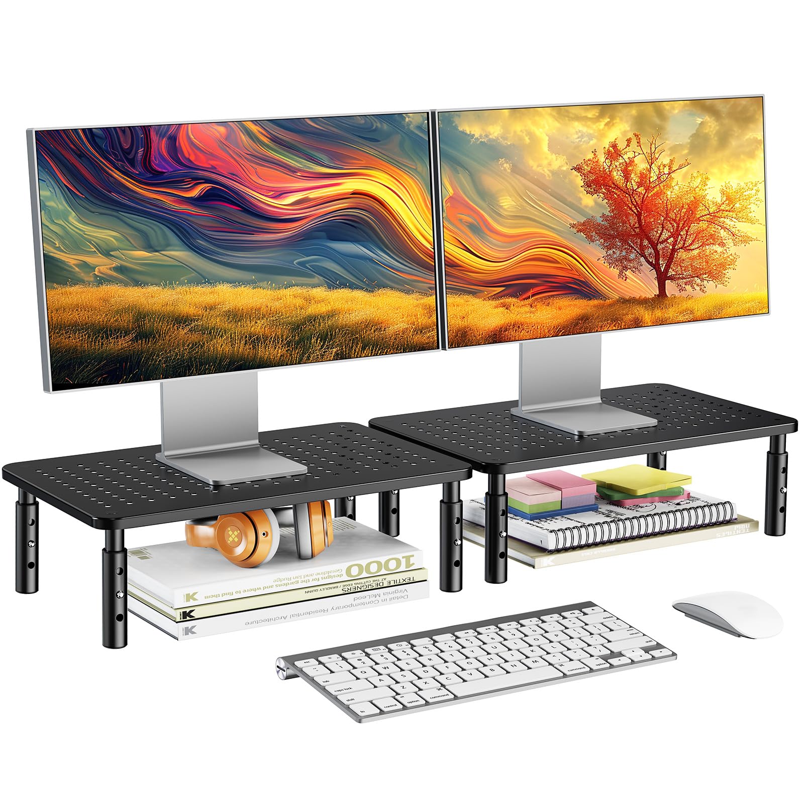 Soporte De Monitor Huanuo Ajustable En Altura Para 2 Monitores, Paquete De 2 - Venta Internacional.