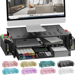 Foto 1 | Escritorio Gianotter Con Soporte Para Monitor, Cajón Y Soporte Para 2 Bolígrafos - Venta Internacional.