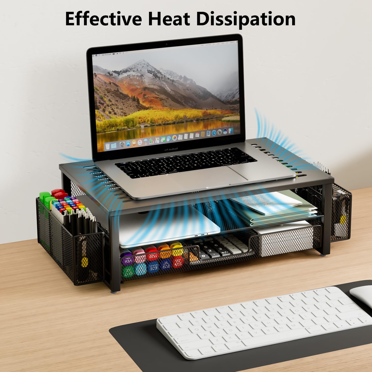 Foto 4 | Escritorio Gianotter Con Soporte Para Monitor, Cajón Y Soporte Para 2 Bolígrafos - Venta Internacional.